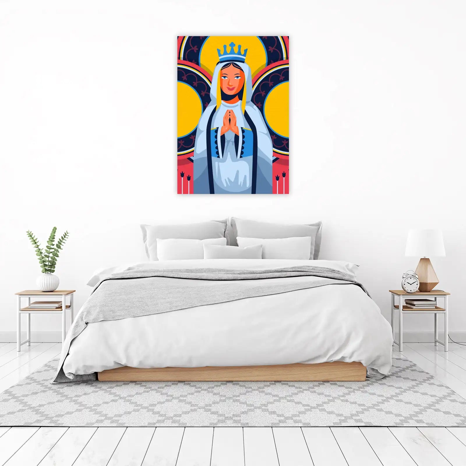 Serene Virgin Mary Praying Crowned Wall Art