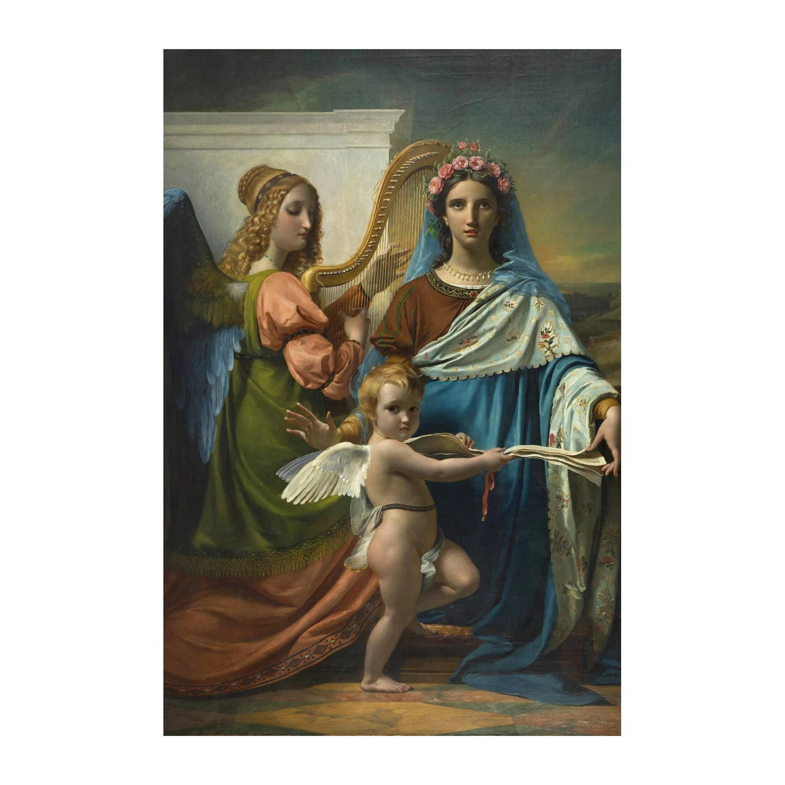 Allegorical Music Angel Harp Wall Art