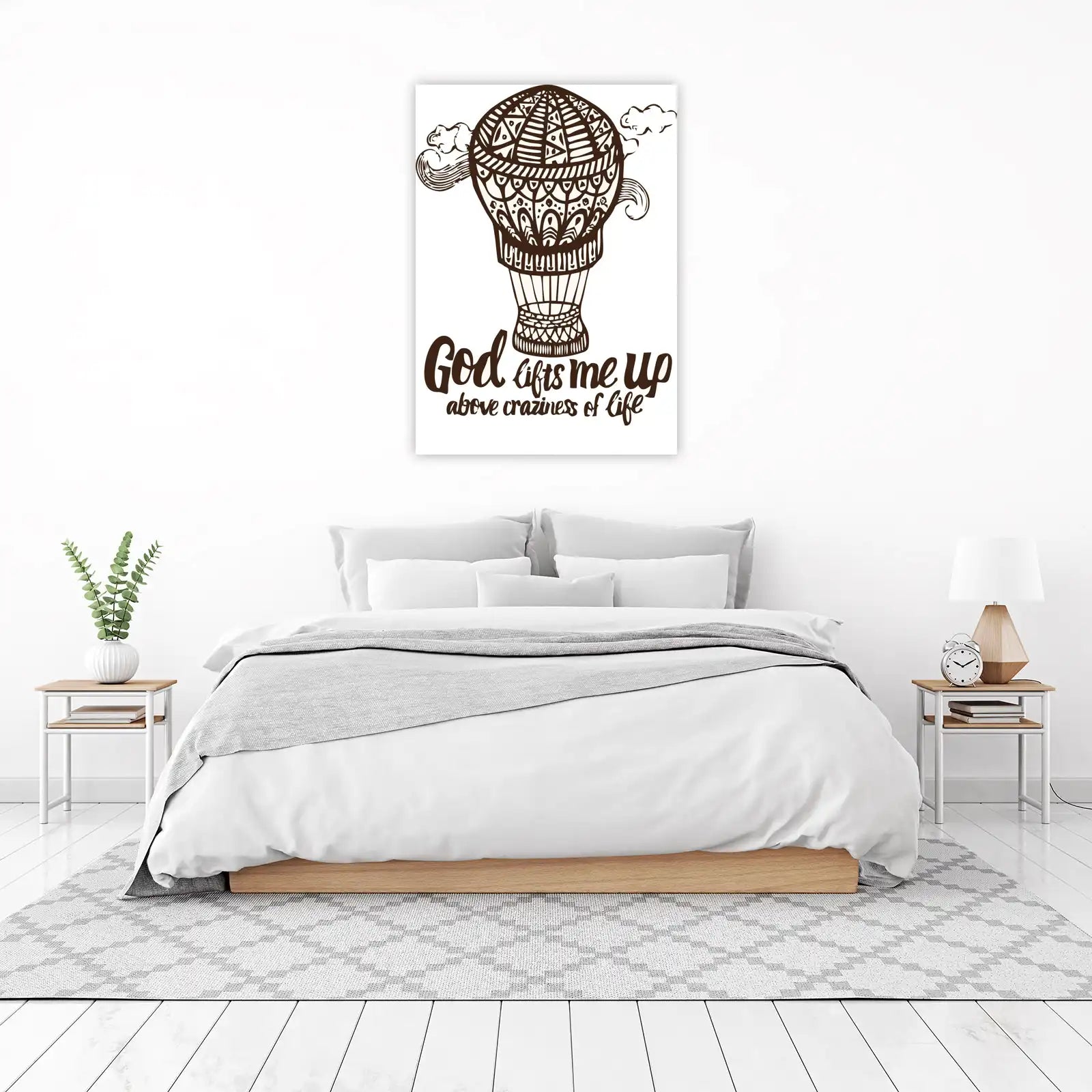 God Lifts Me Up Hot Air Balloon Wall Art