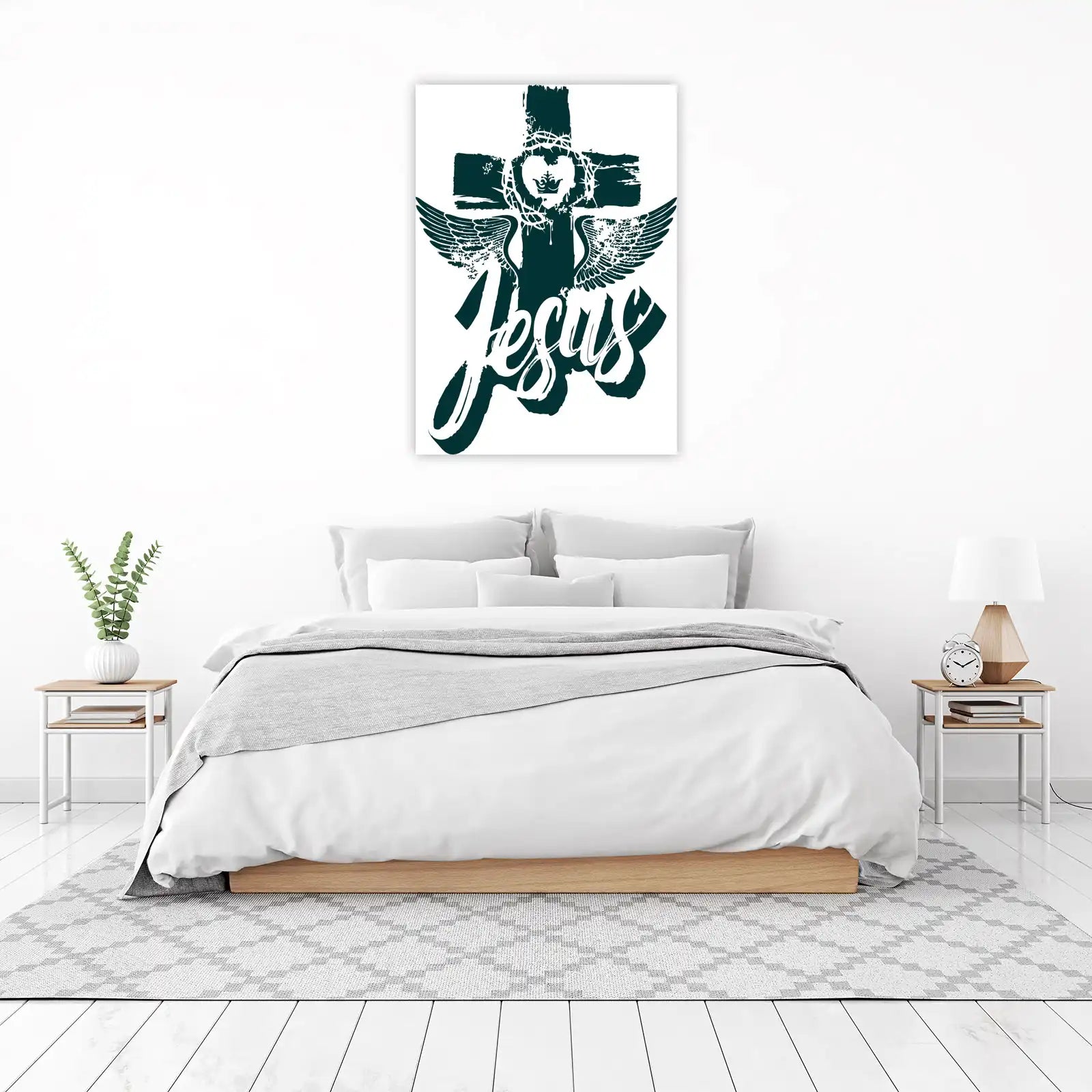 Inspirational Jesus Angel Wings Cross Wall Art