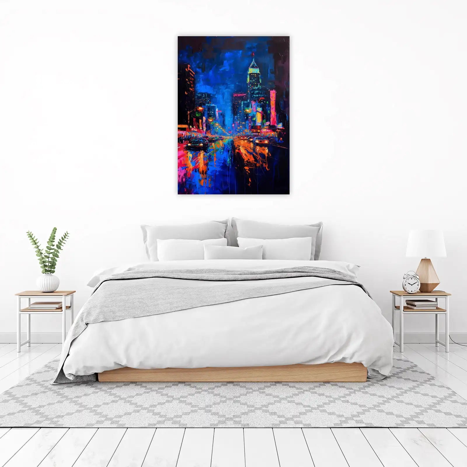 Vibrant Cityscape Palette Knife Acrylic Wall Art