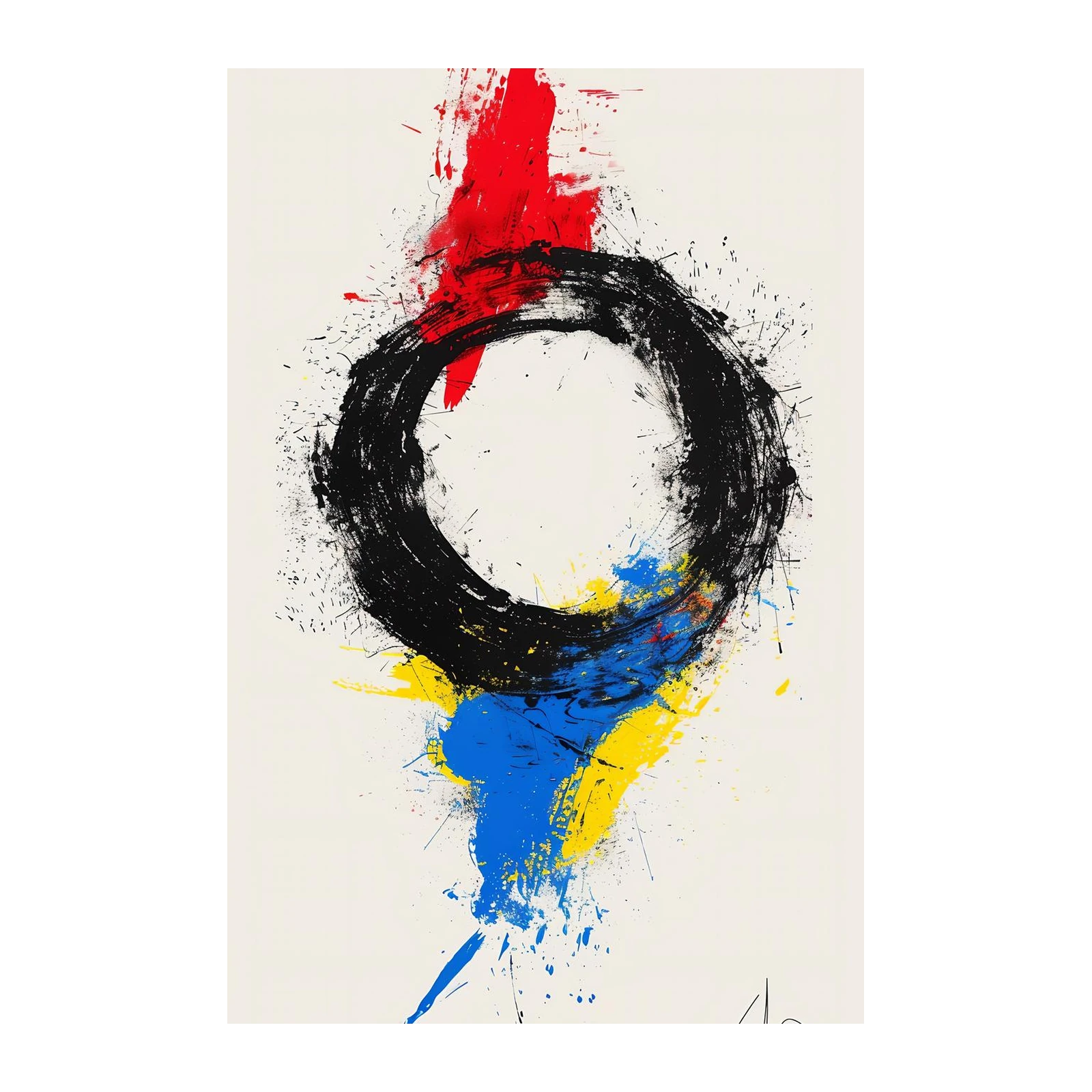 Abstract Zen Circle Red Blue Yellow Wall Art