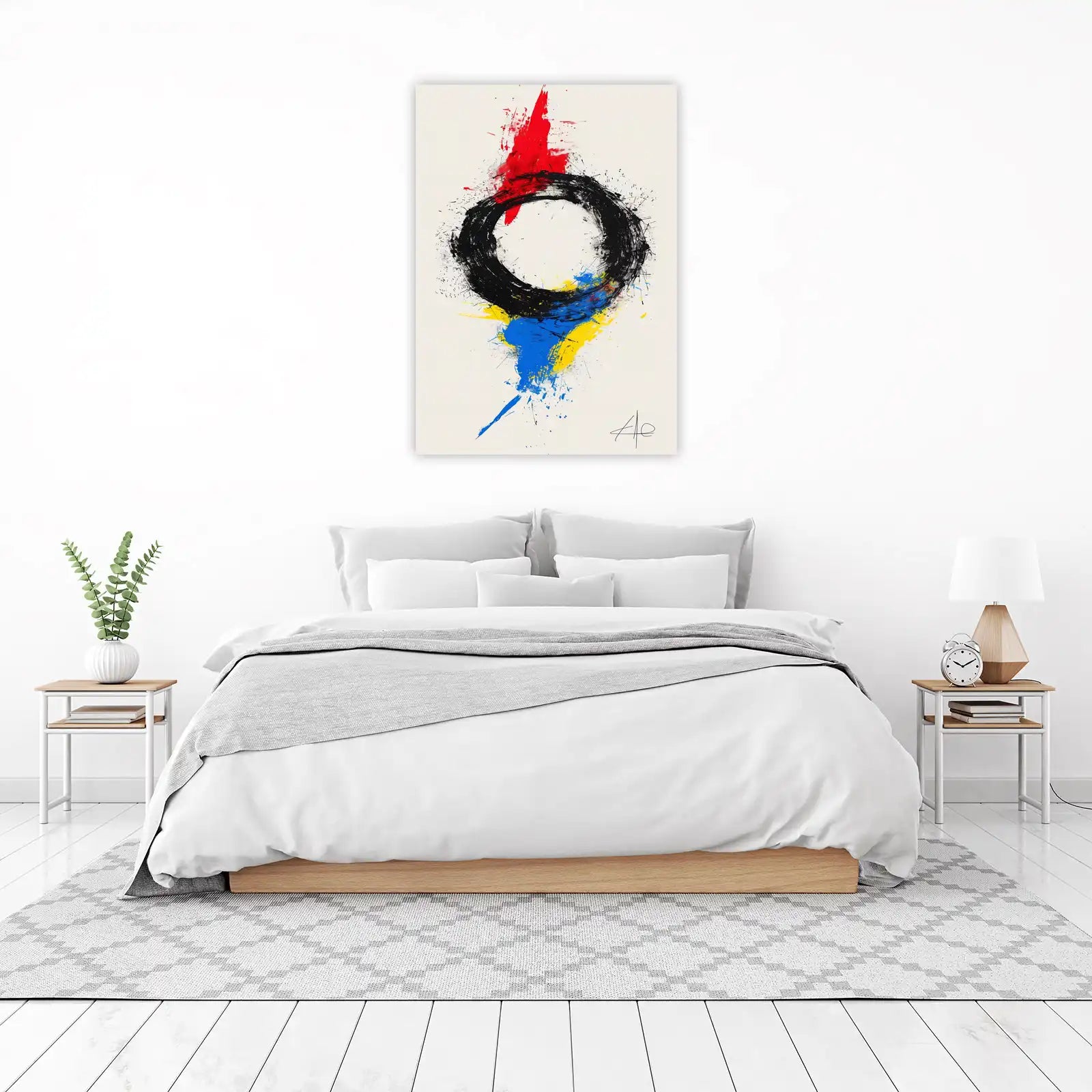 Abstract Zen Circle Red Blue Yellow Wall Art