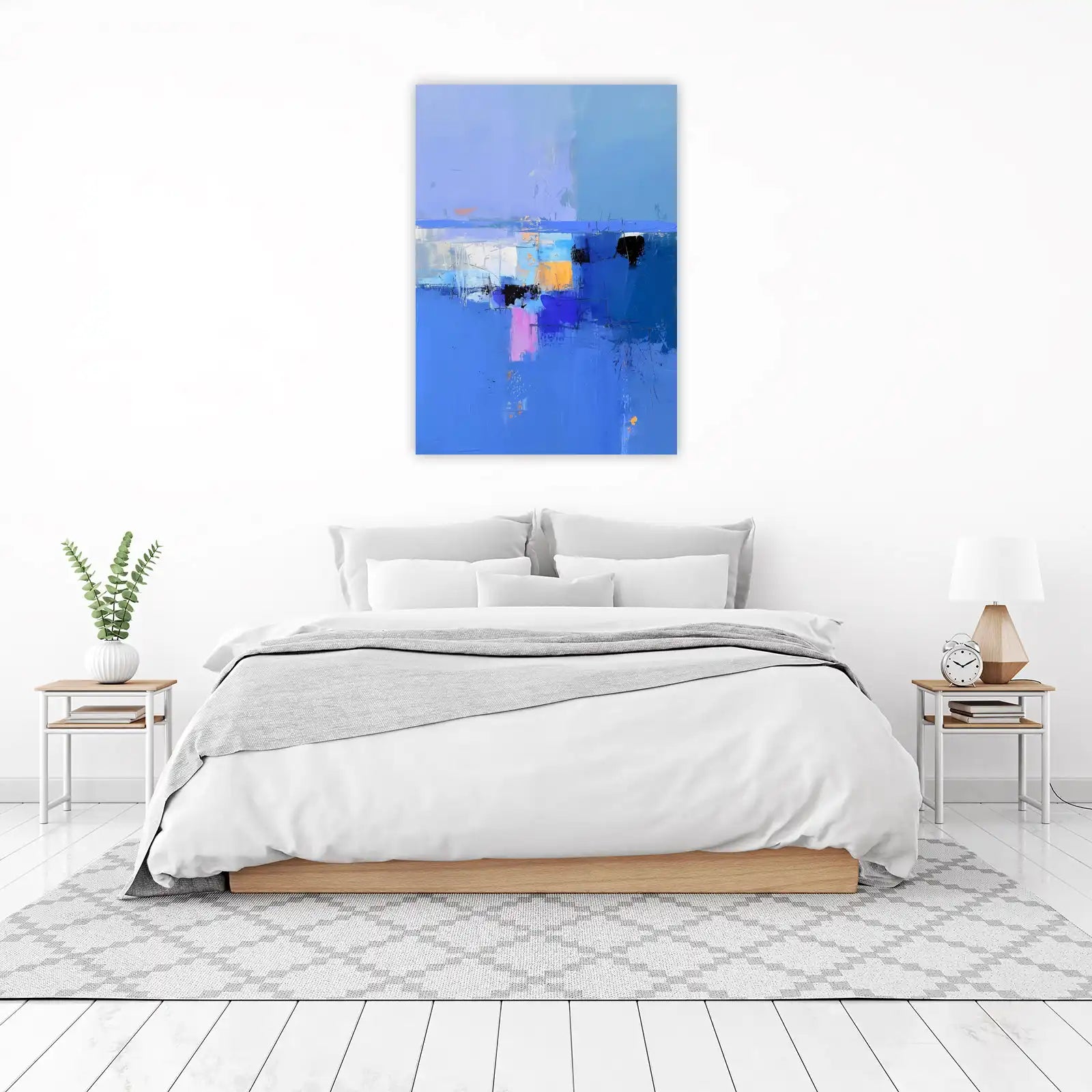 Vibrant Abstract Blue Landscape Wall Art