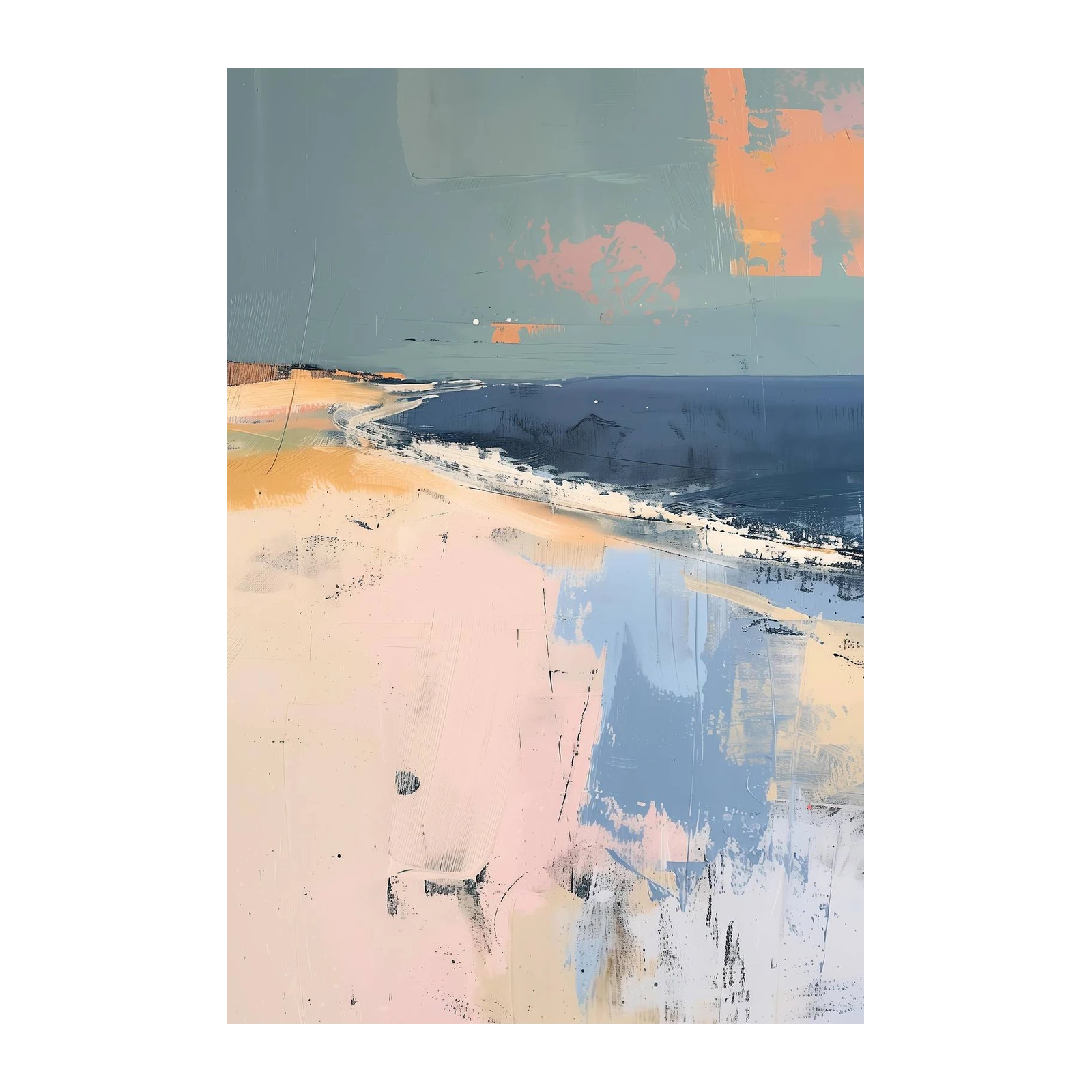 Serene Coastal Abstract Landscape Wall Art