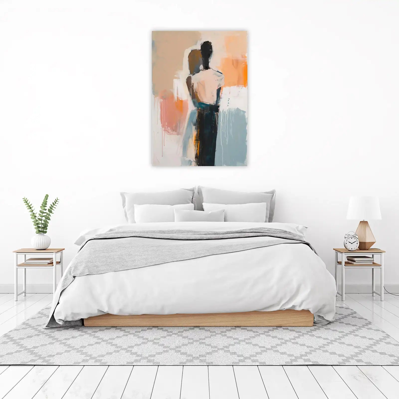 Abstract Embrace Couple Modern Wall Art