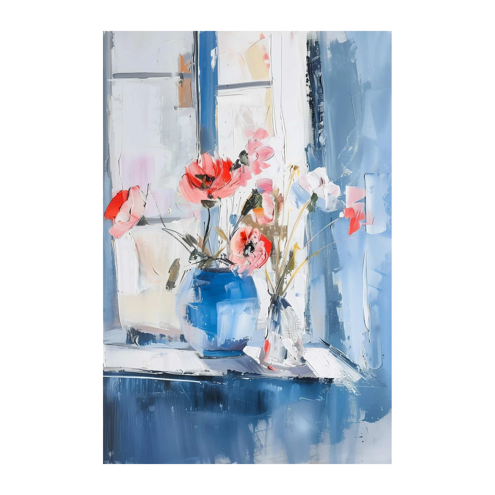 Abstract Floral Window Blue Wall Art