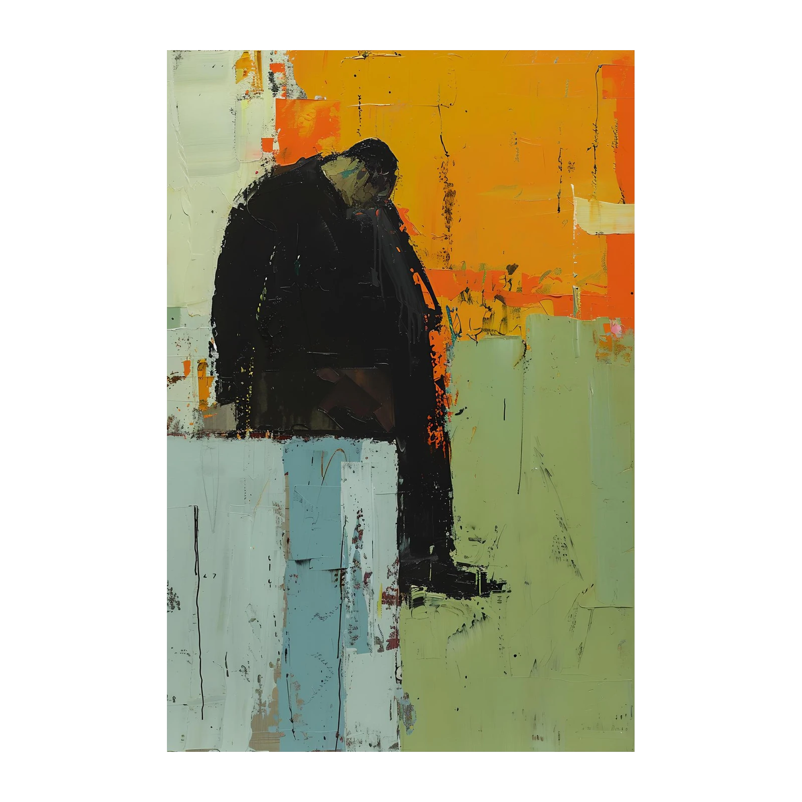 Abstract Figure Orange & Green Wall Art