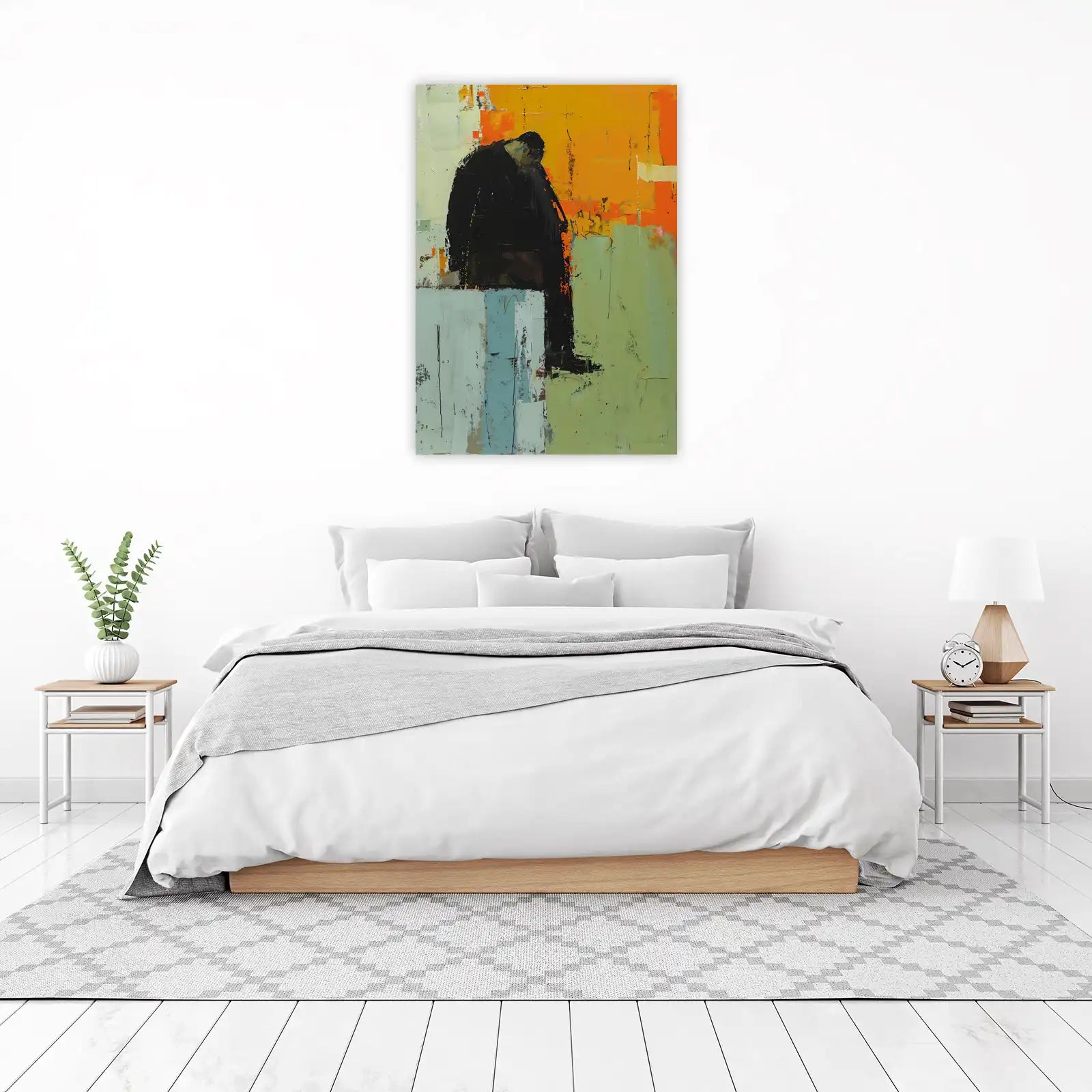 Abstract Figure Orange & Green Wall Art