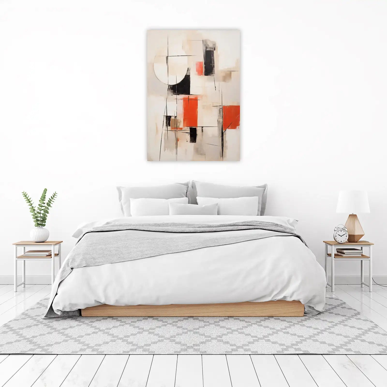 Abstract Geometric Orange & Black Wall Art