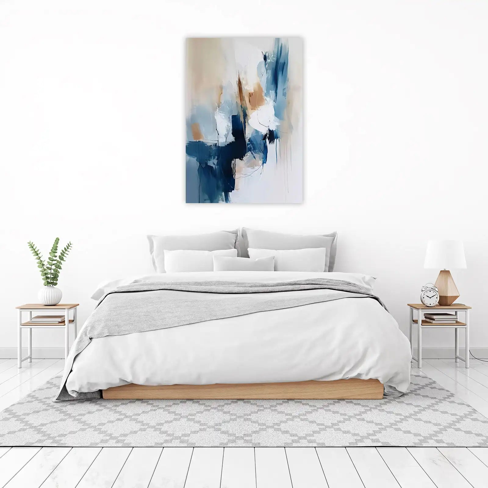 Abstract Blue & Tan Modern Art Wall Art