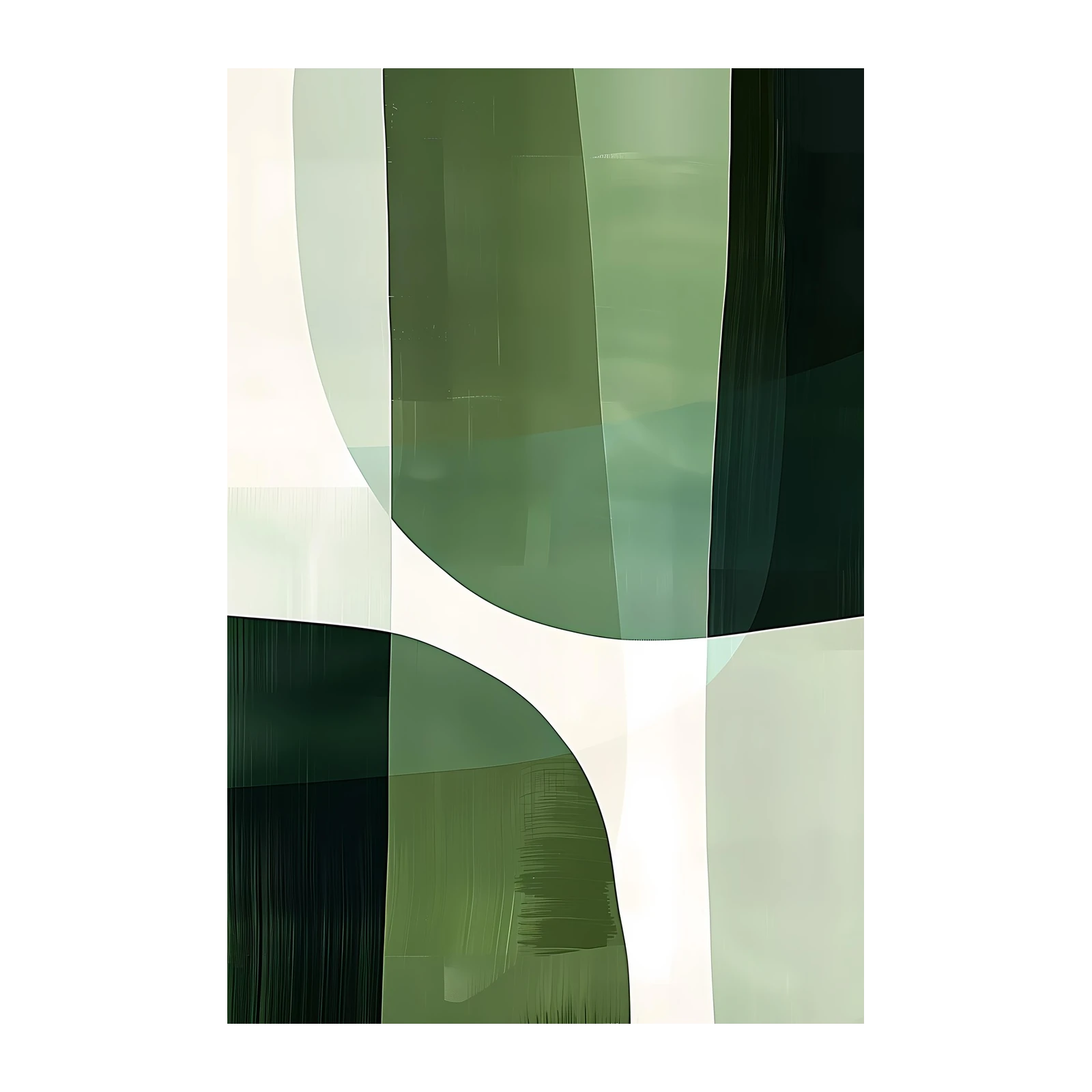 Serene Abstract Green Curves Wall Art