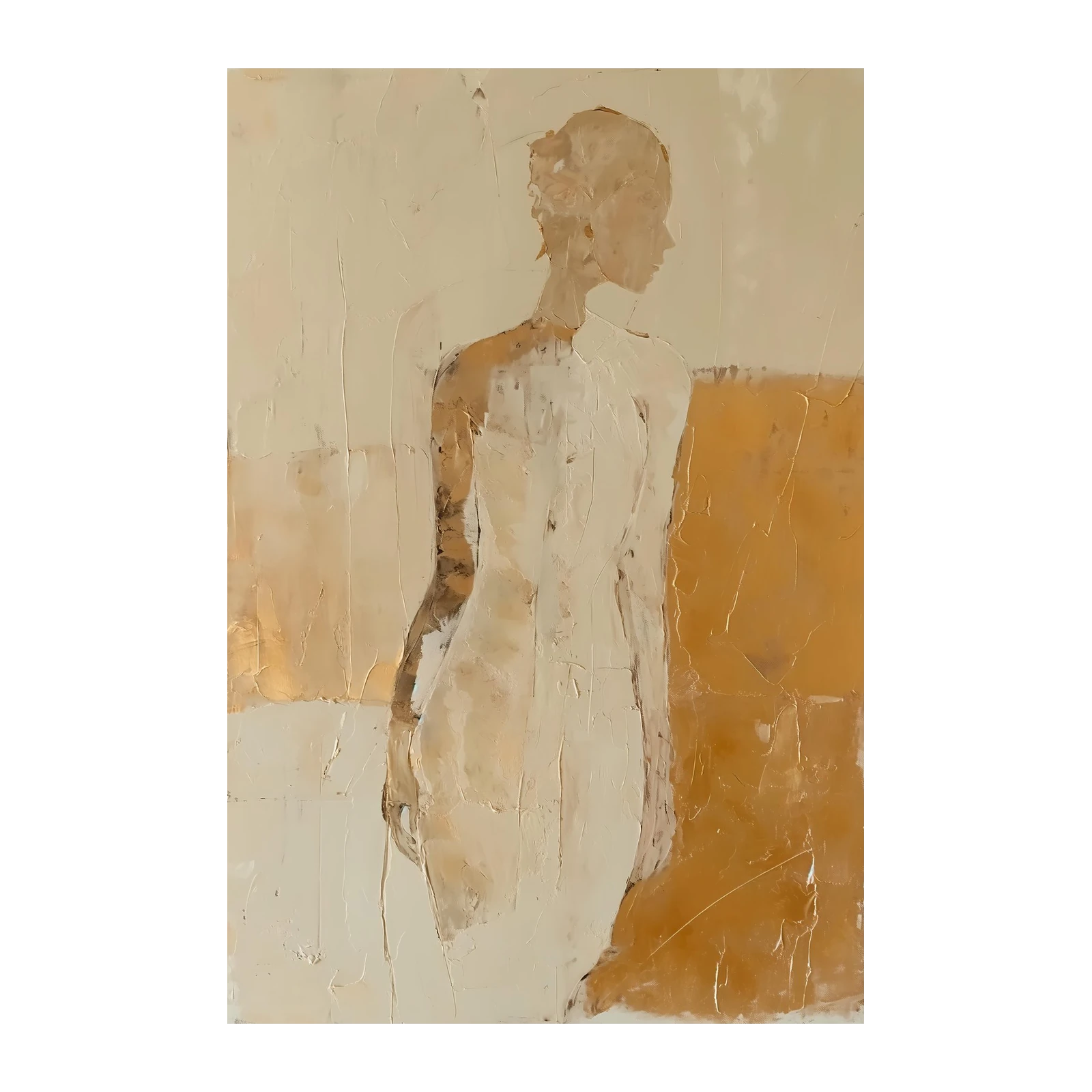 Elegant Abstract Figure Beige & Gold Wall Art