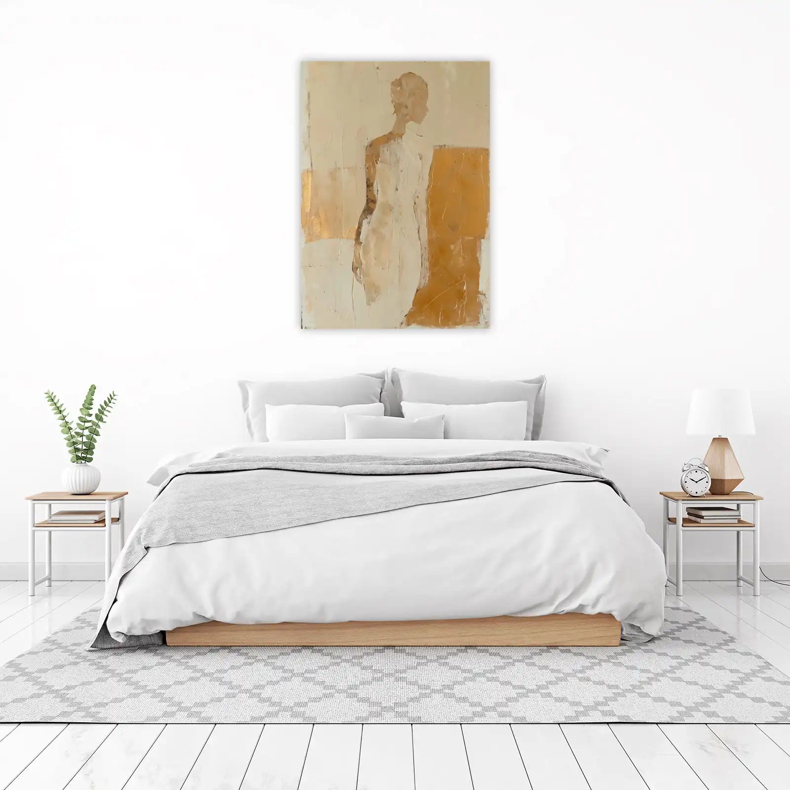 Elegant Abstract Figure Beige & Gold Wall Art