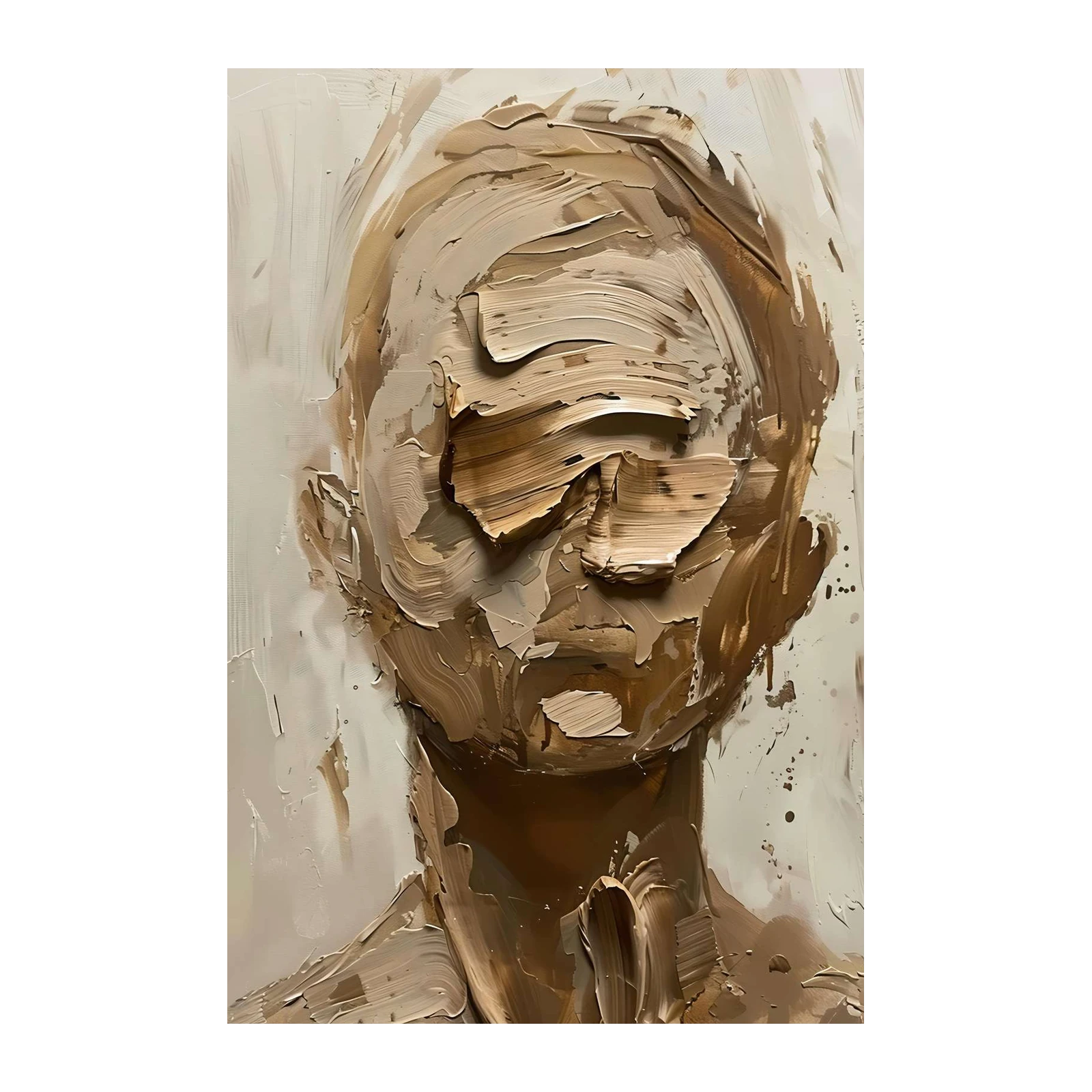 Abstract Portrait Textured Impasto Wall Art