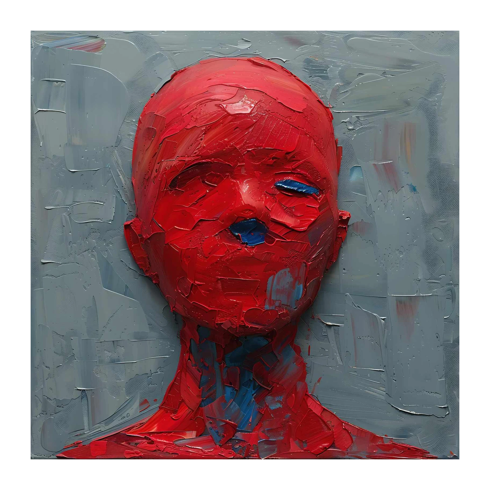Bold Red Abstract Portrait Wall Art