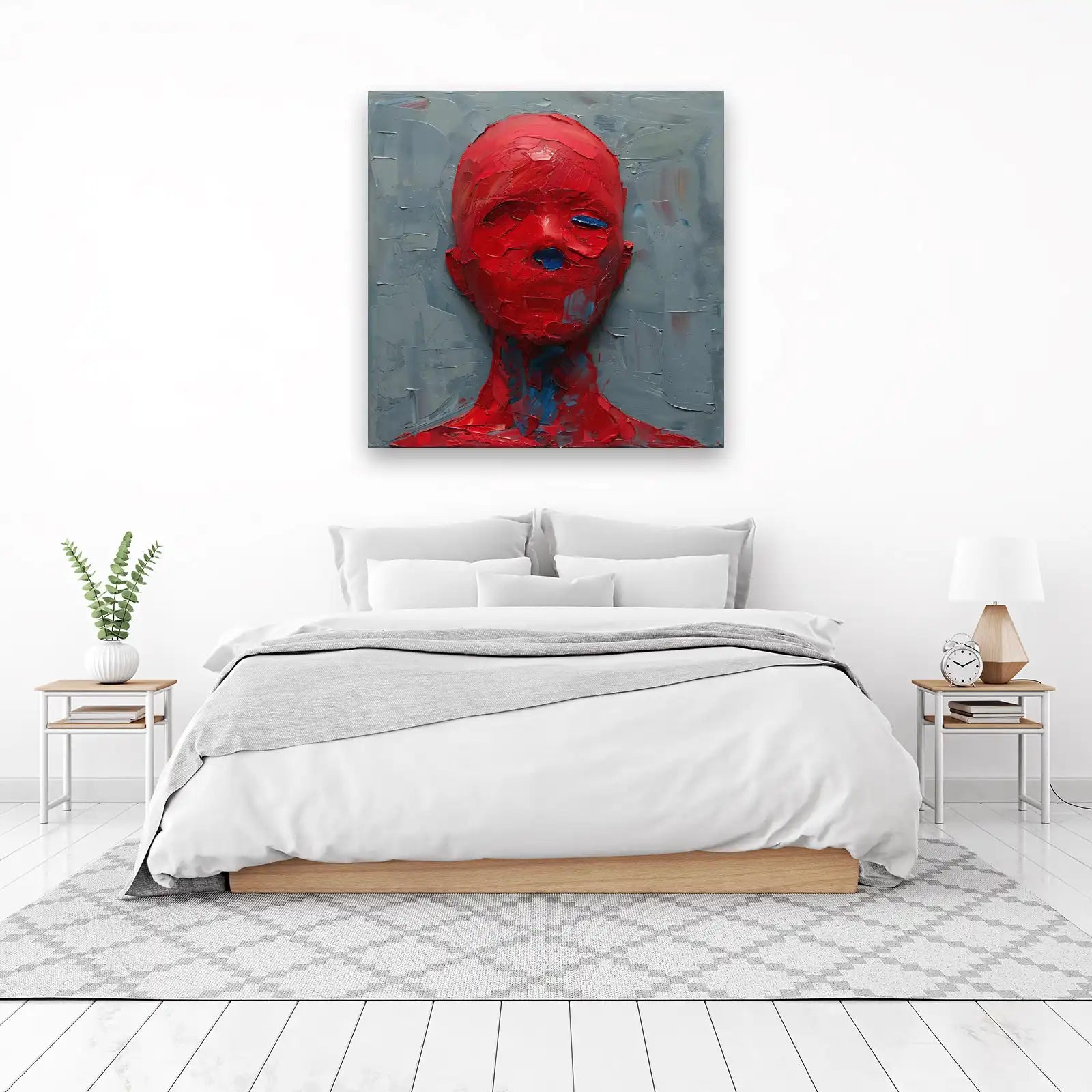 Bold Red Abstract Portrait Wall Art