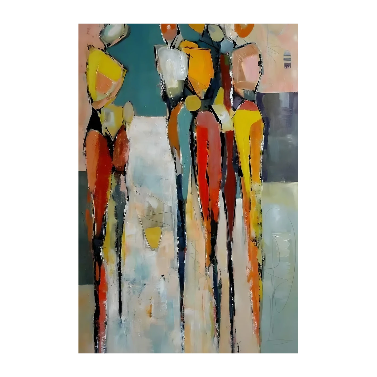 Abstract Figures "Vibrant Gathering" Wall Art