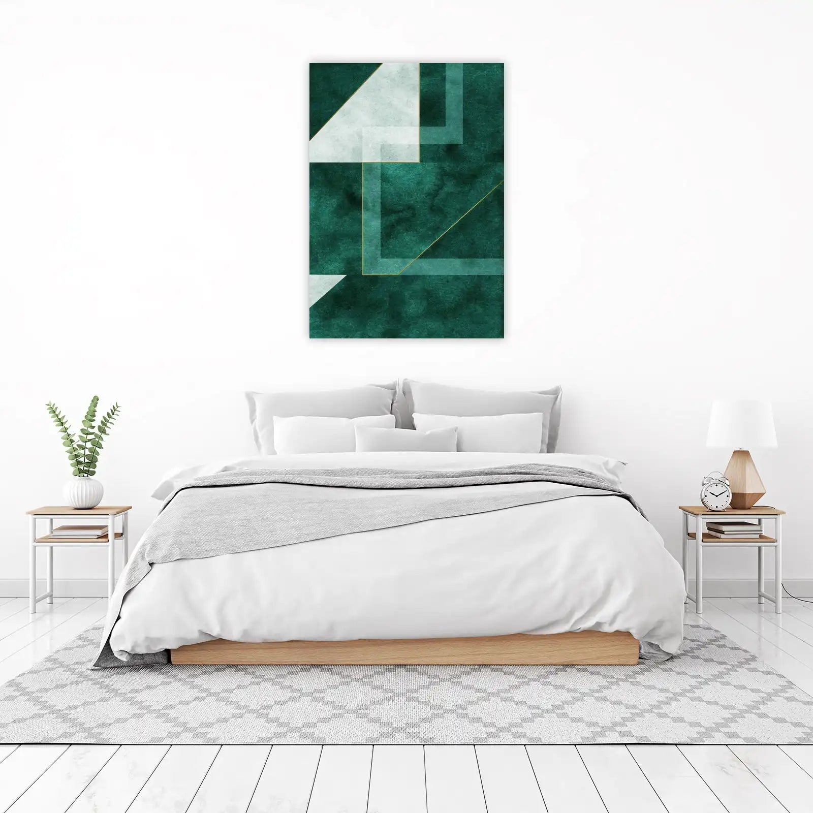 Modern Geometric Emerald Gold Wall Art