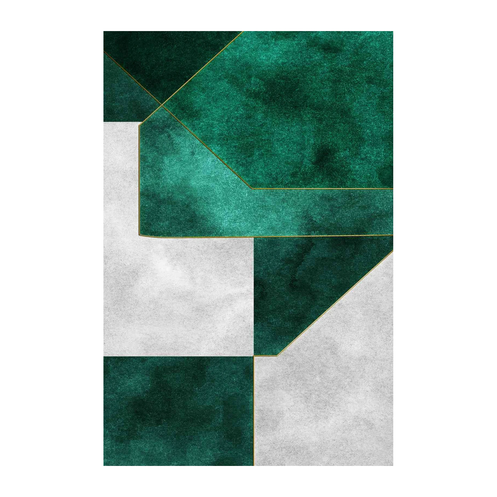 Emerald Geo Abstract Gold Trim Wall Art