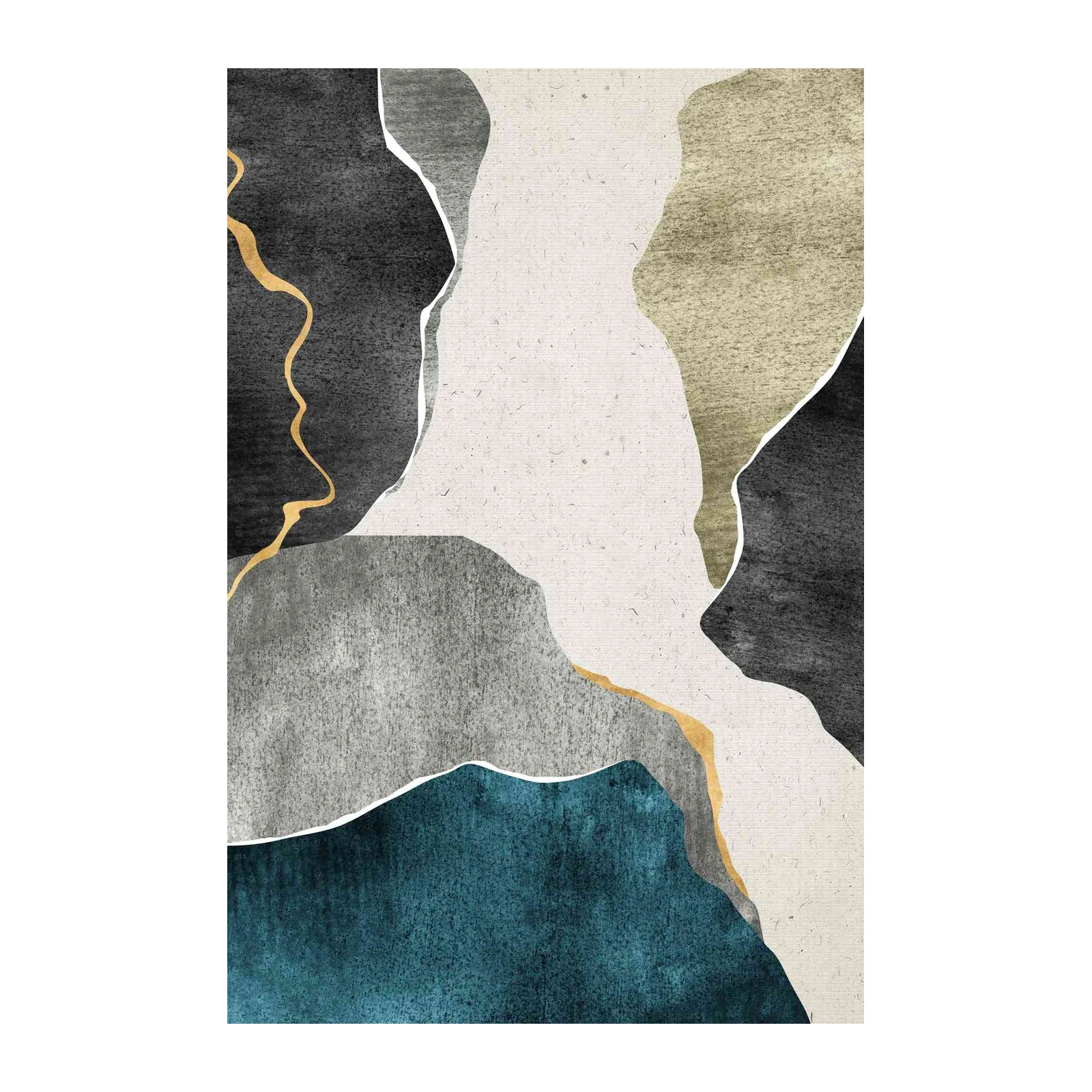 Abstract Earth Tones Gold Accent Wall Art