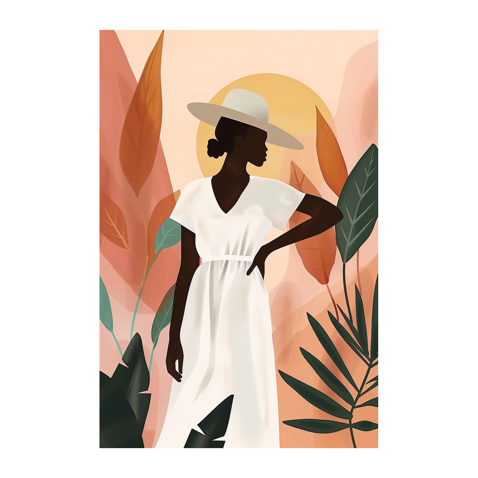 Ethereal Silhouette Woman Fashion Wall Art