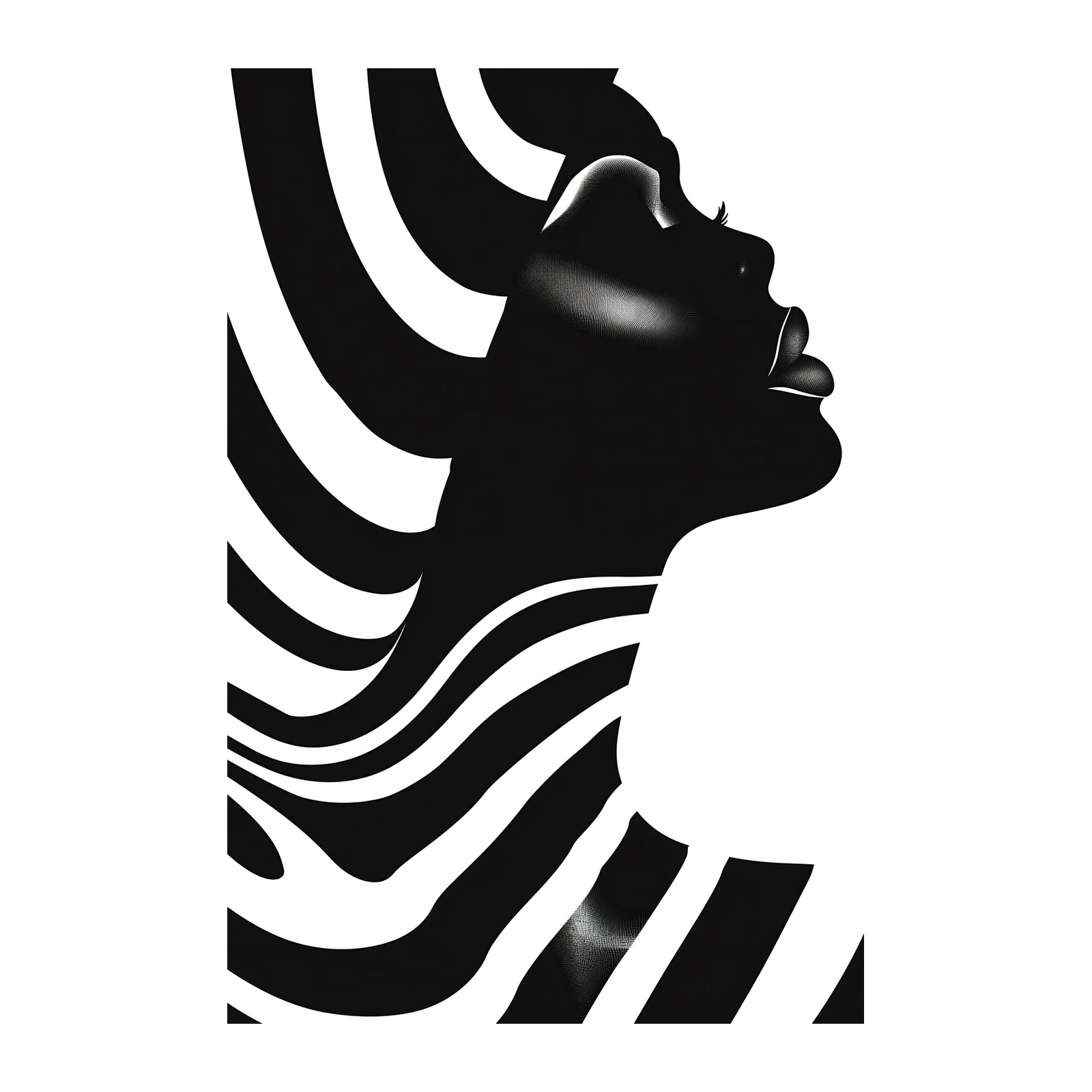 Abstract Silhouette Woman Zebra Stripe Wall Art