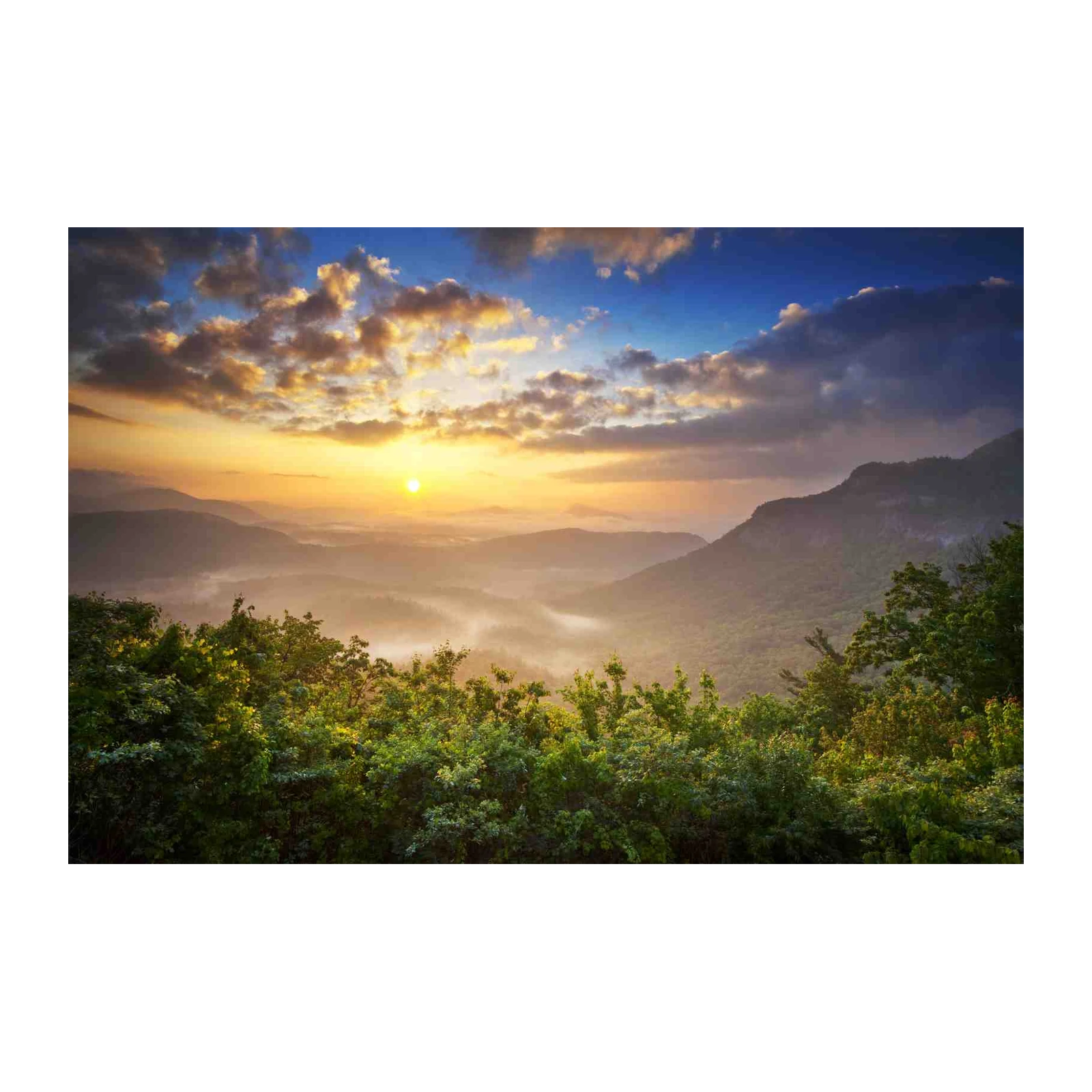 Misty Mountain Sunrise Landscape Wall Art