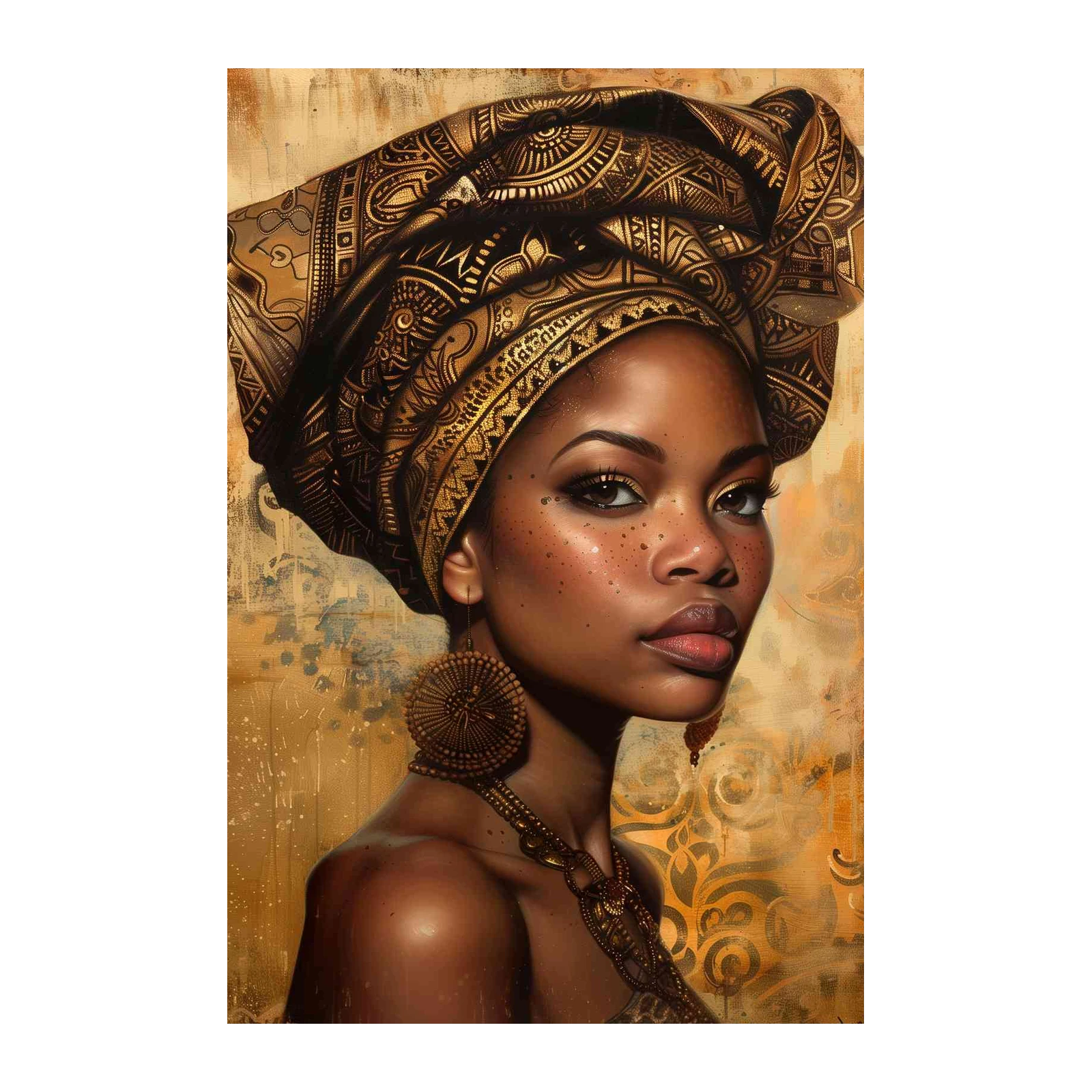Elegant Queen Gold Turban Wall Art