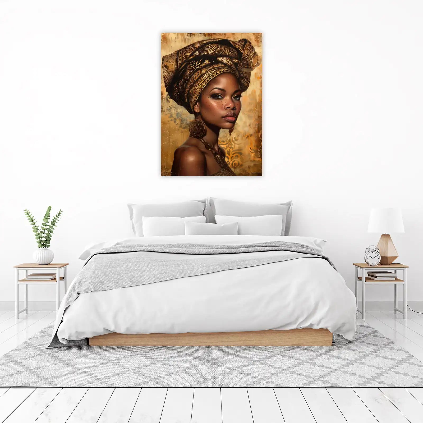 Majestic Golden Turban African Woman Wall Art