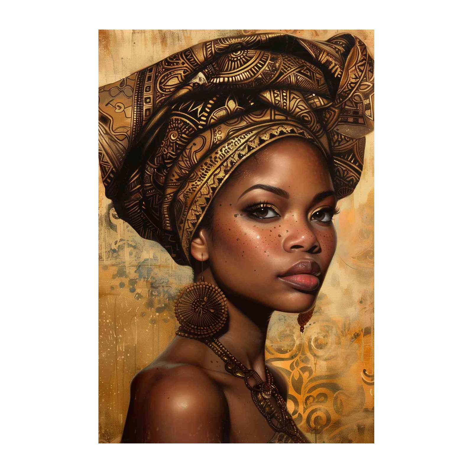 Gilded Radiance African Queen Wall Art