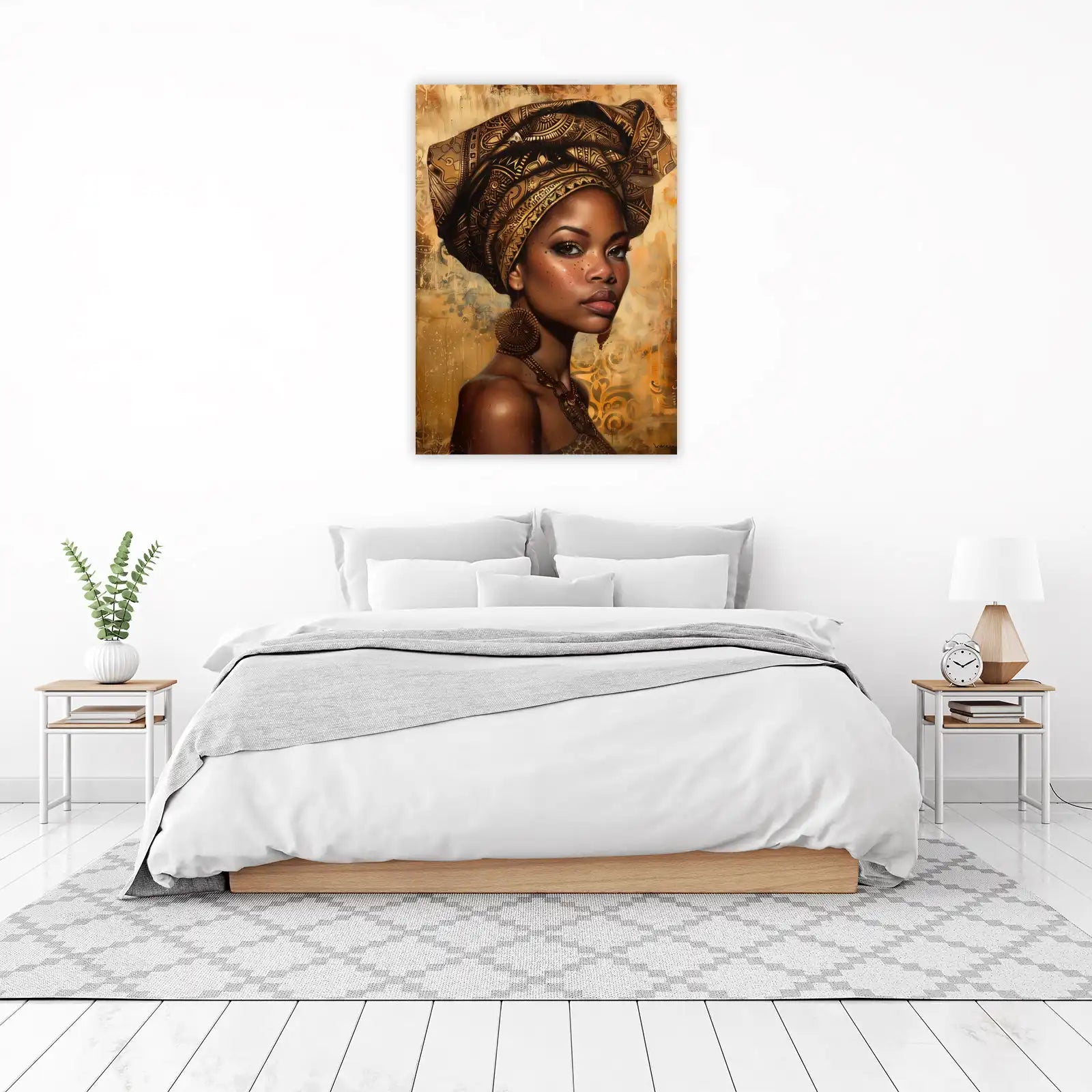 Elegant African Queen Gold Headwrap Wall Art