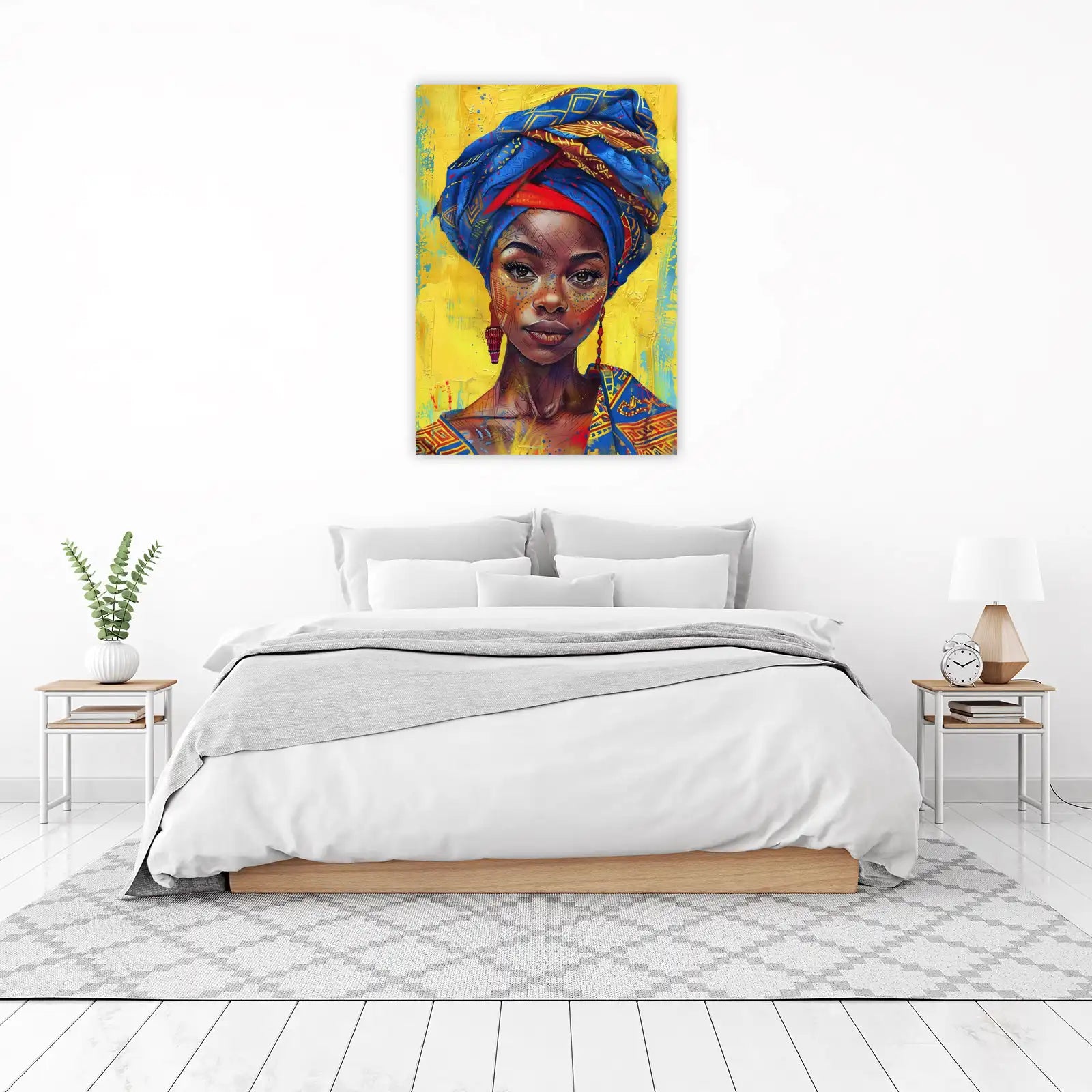 Vibrant Afro Queen Tribal Portrait Wall Art