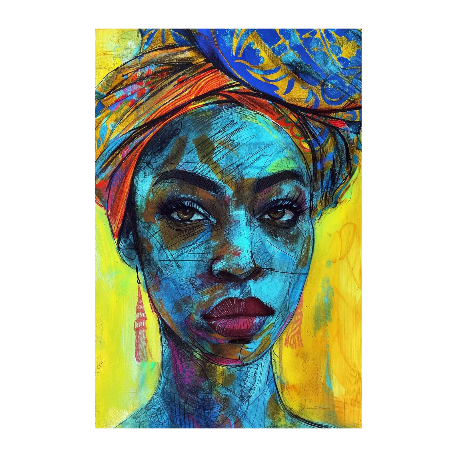 Vibrant African Woman Portrait Wall Art