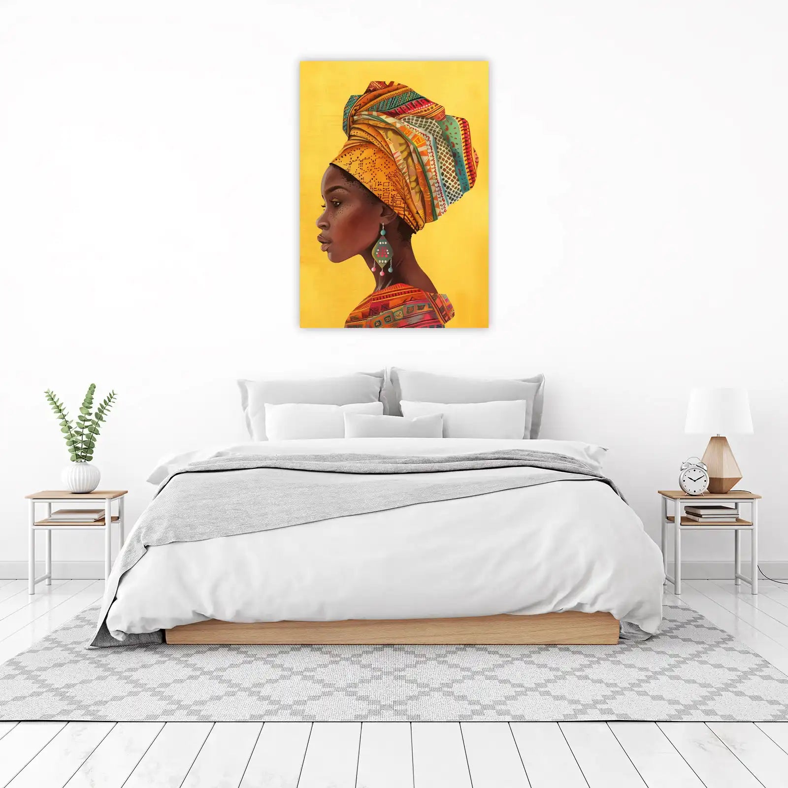 Vibrant Ankara Headwrap Portrait Wall Art