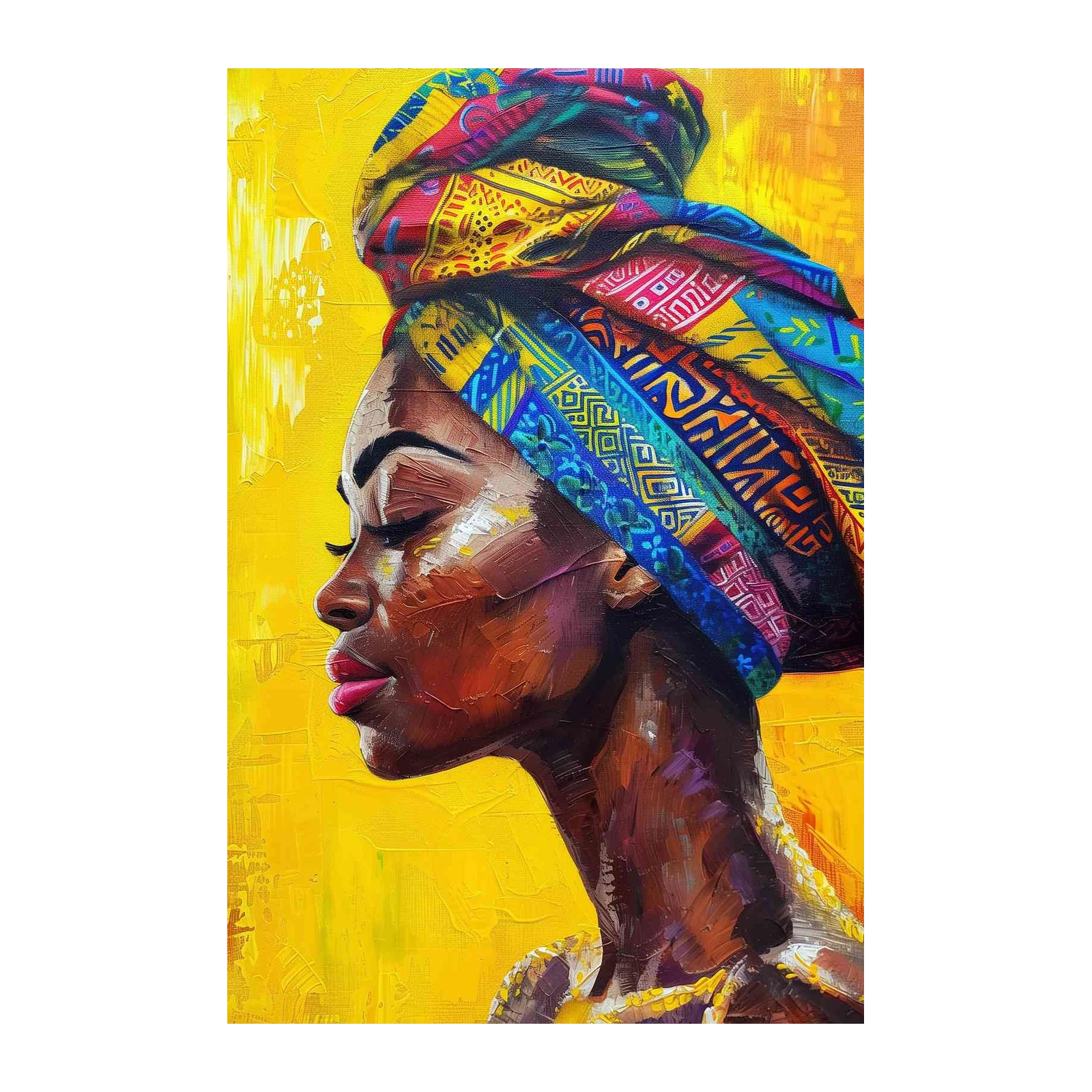 Vibrant African Woman Turban Wall Art