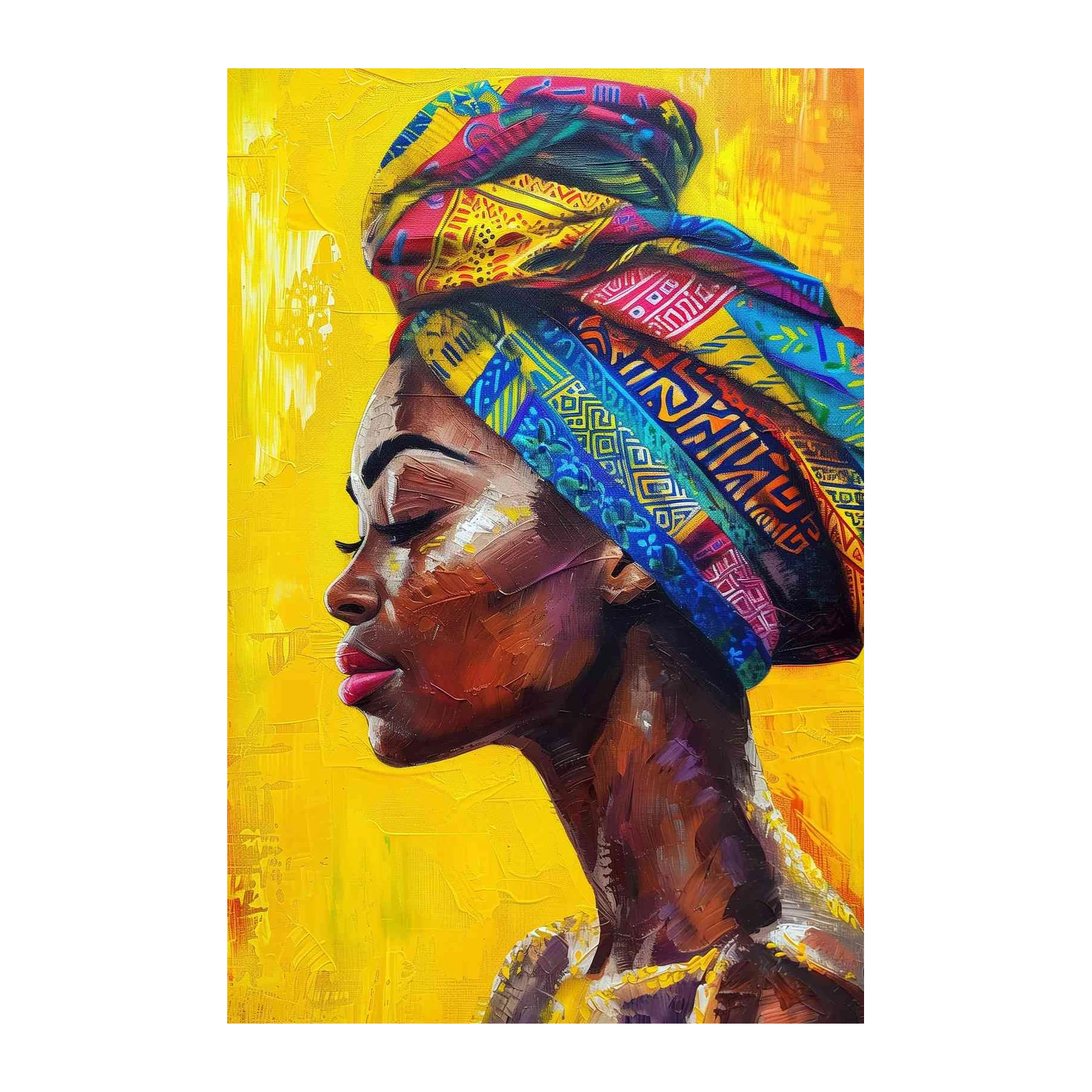 Vibrant African Woman Headwrap Wall Art