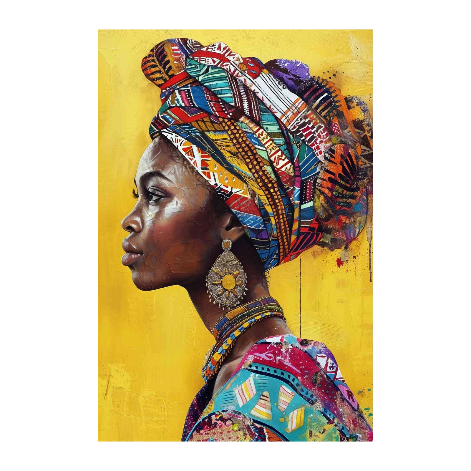 Vibrant African Queen Turban Wall Art