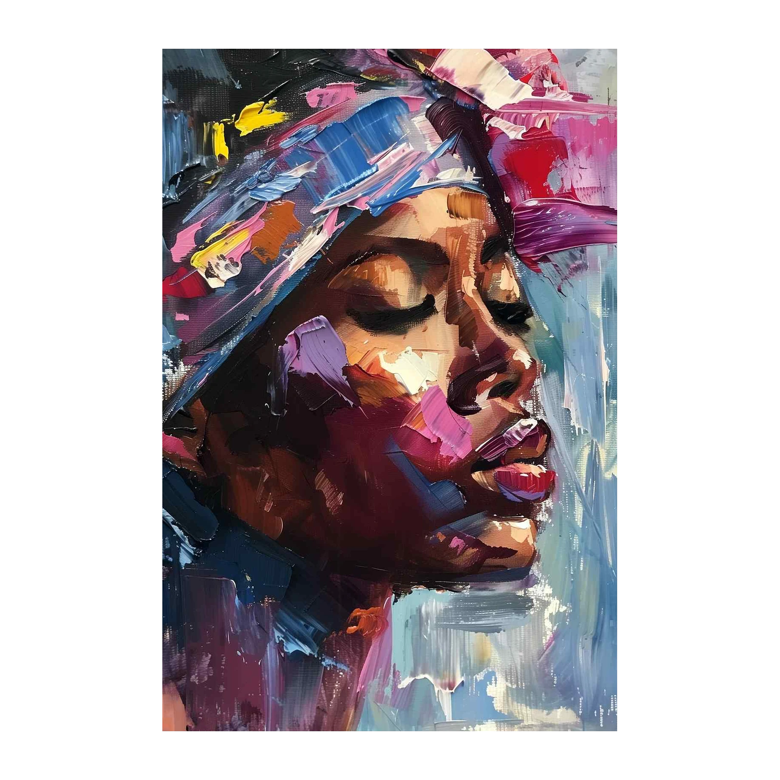 Vibrant Portrait Oil Painting Wall Art