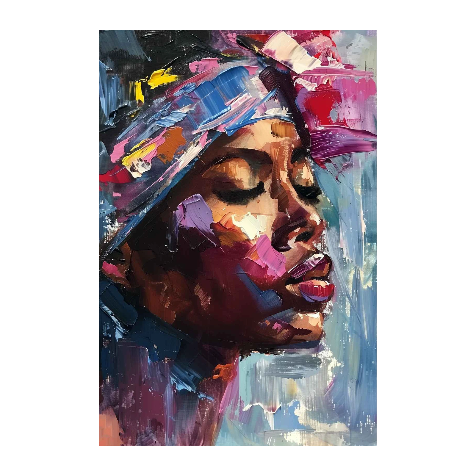 Vibrant Textured Portrait Wall Art