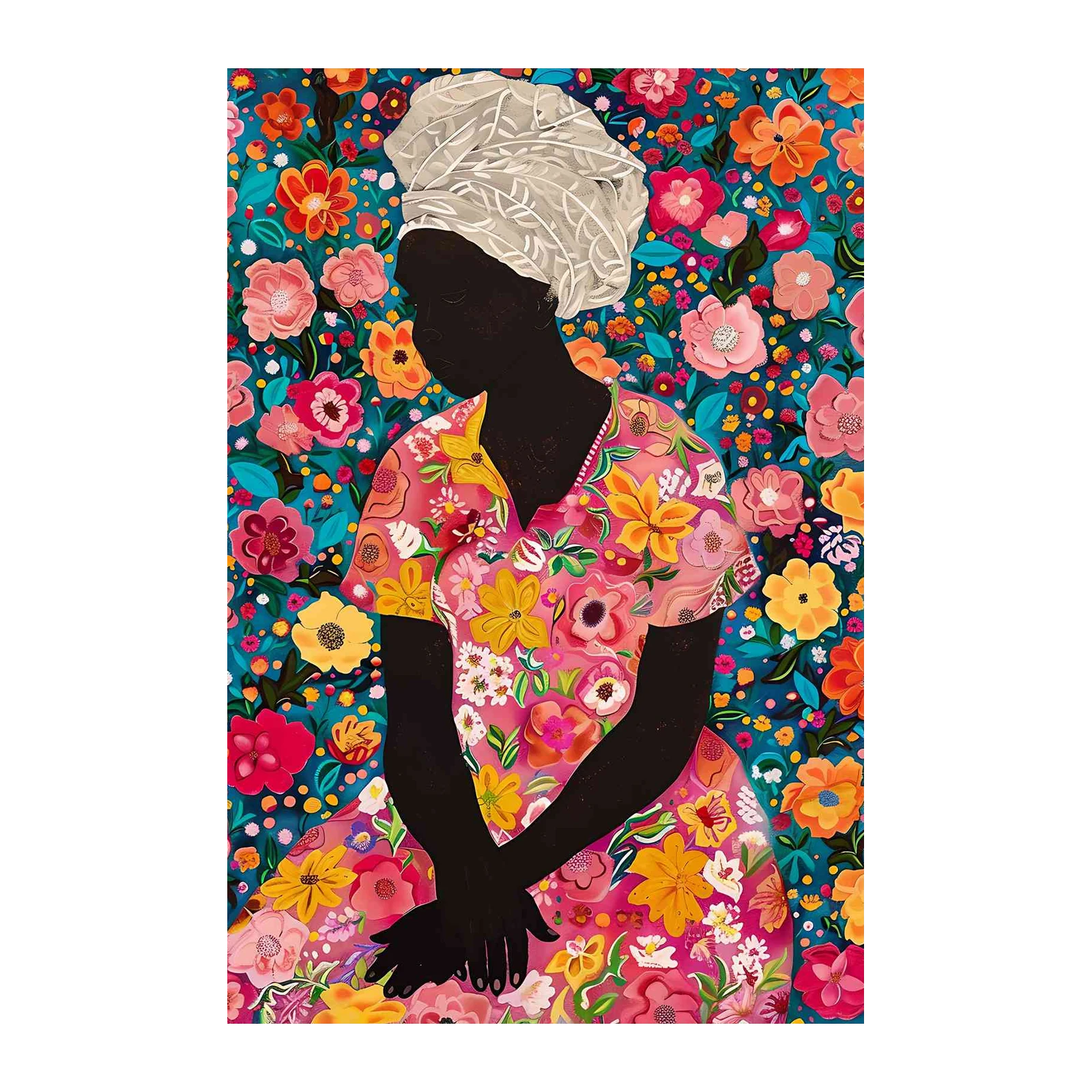 Vibrant Floral Woman Wall Art