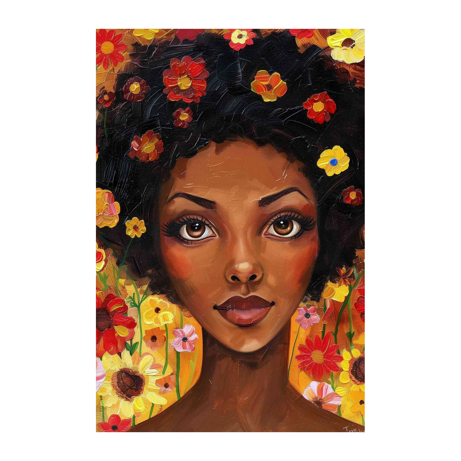 Vibrant Floral Portrait Wall Art - Boho Wall Art