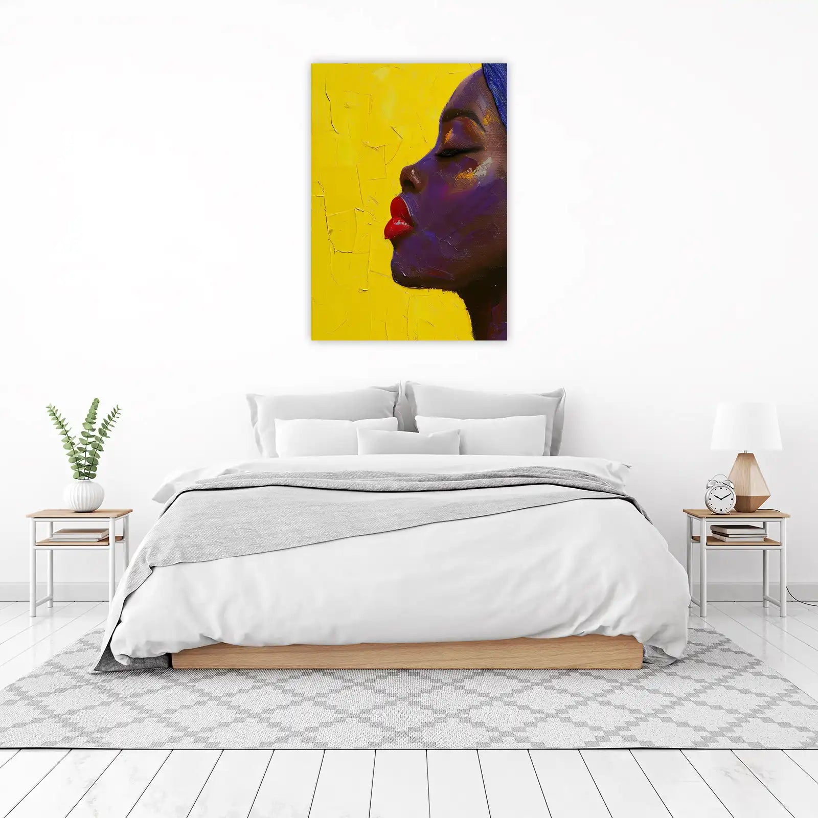 Vibrant Abstract Black Woman Profile Wall Art
