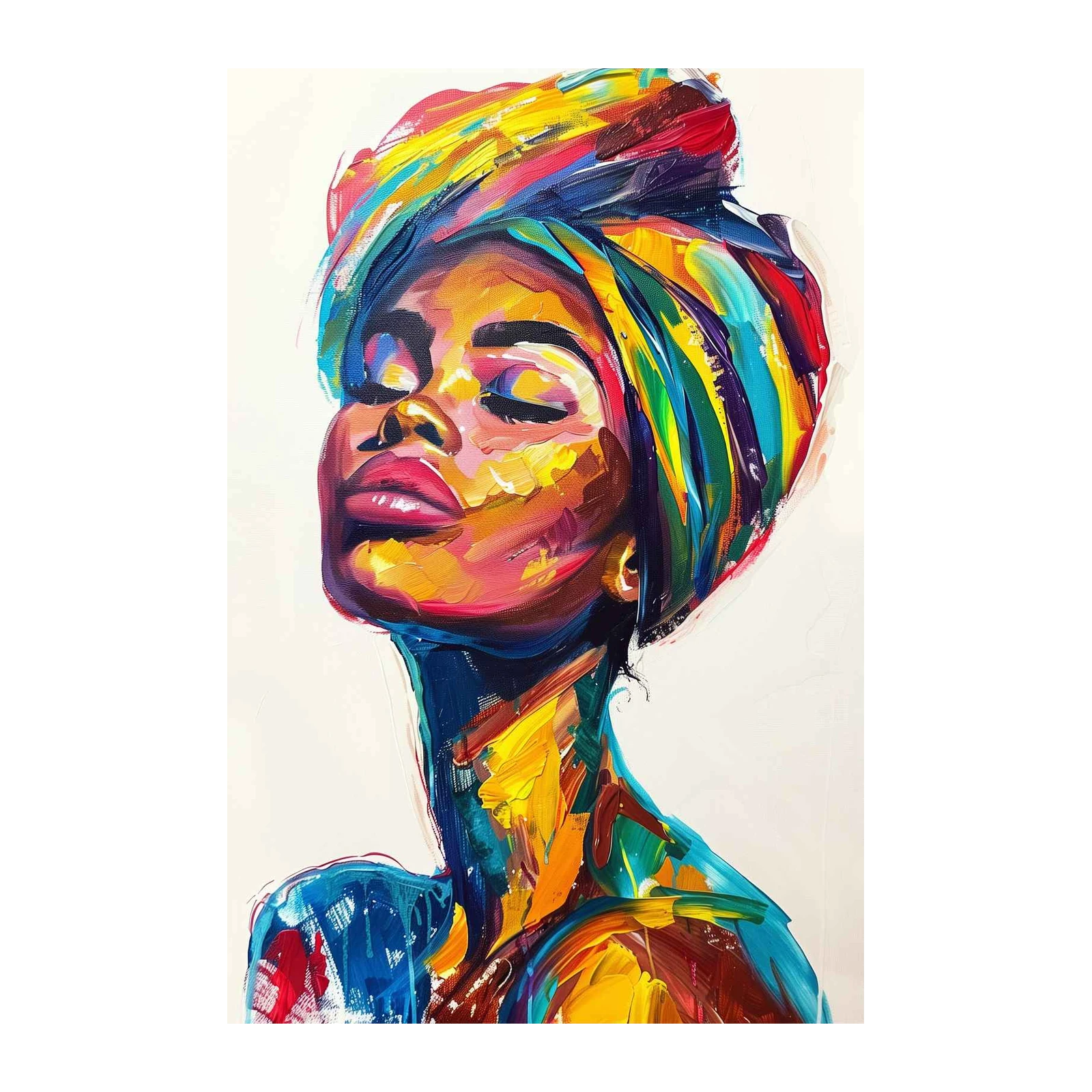 Vibrant Portrait Oil Painting Wall Art