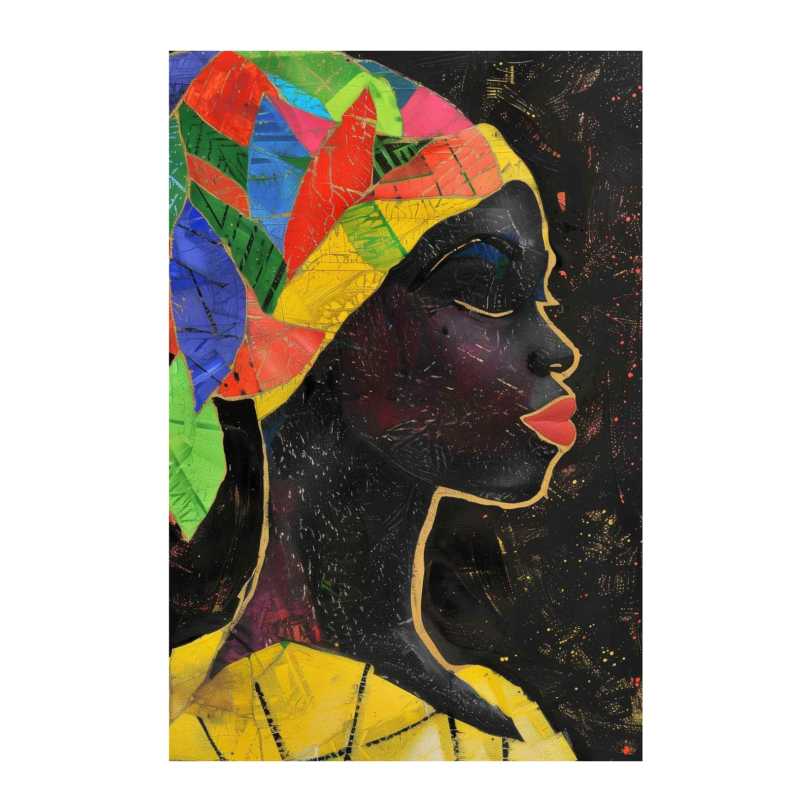 Vibrant Afro Woman Portrait Wall Art