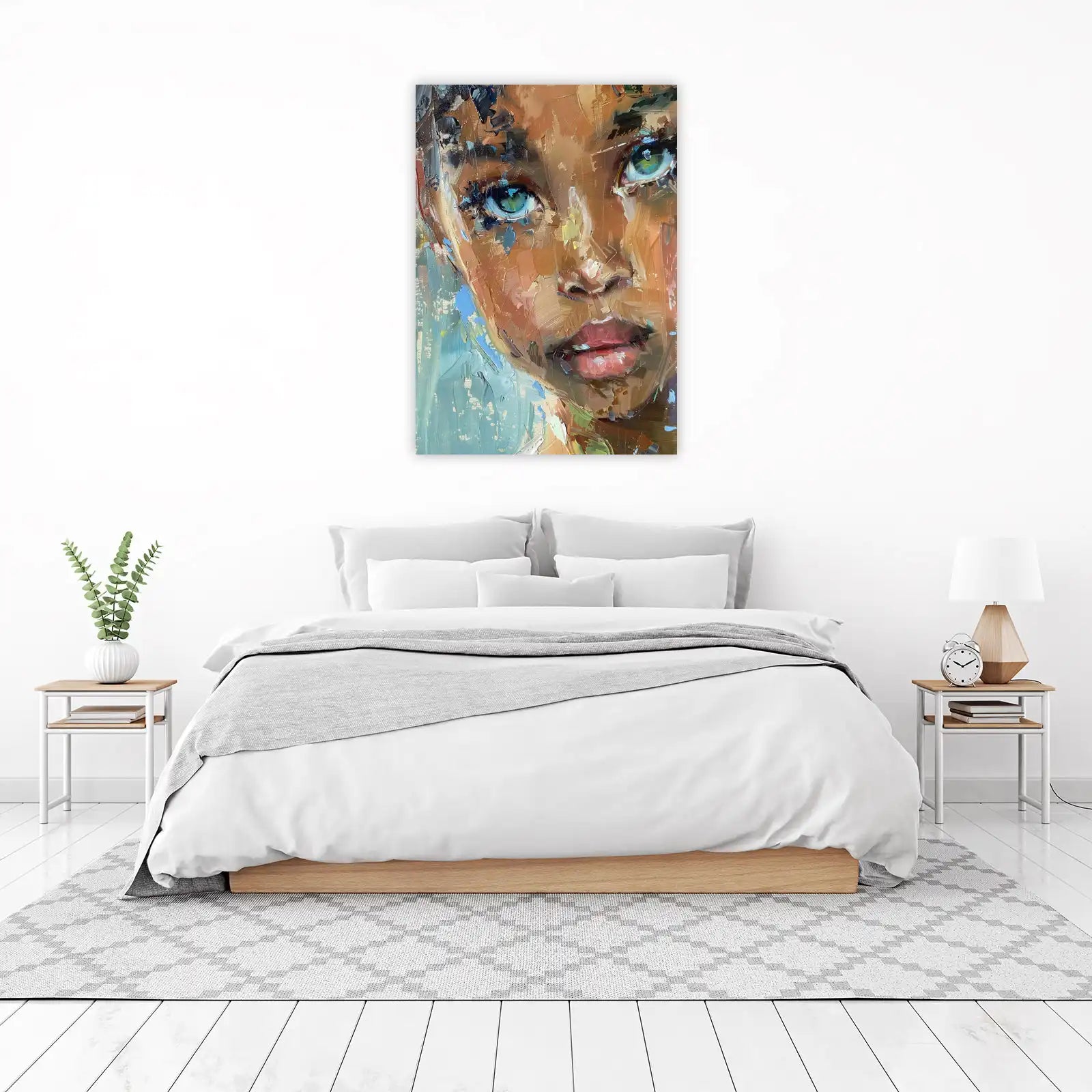 Enigmatic Gaze Portrait Textured Wall Art
