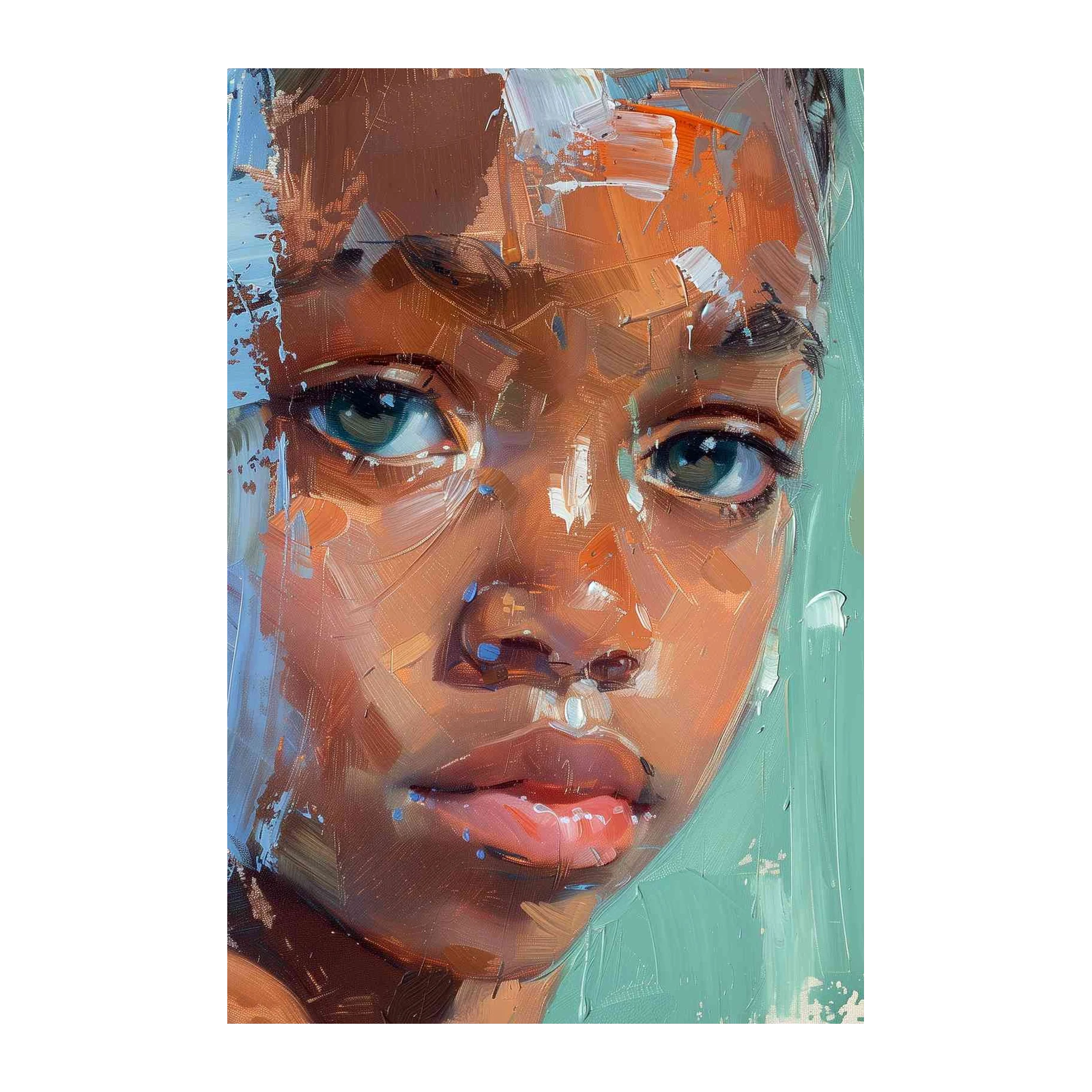 Vibrant Child Portrait Oil Painting Wall Art