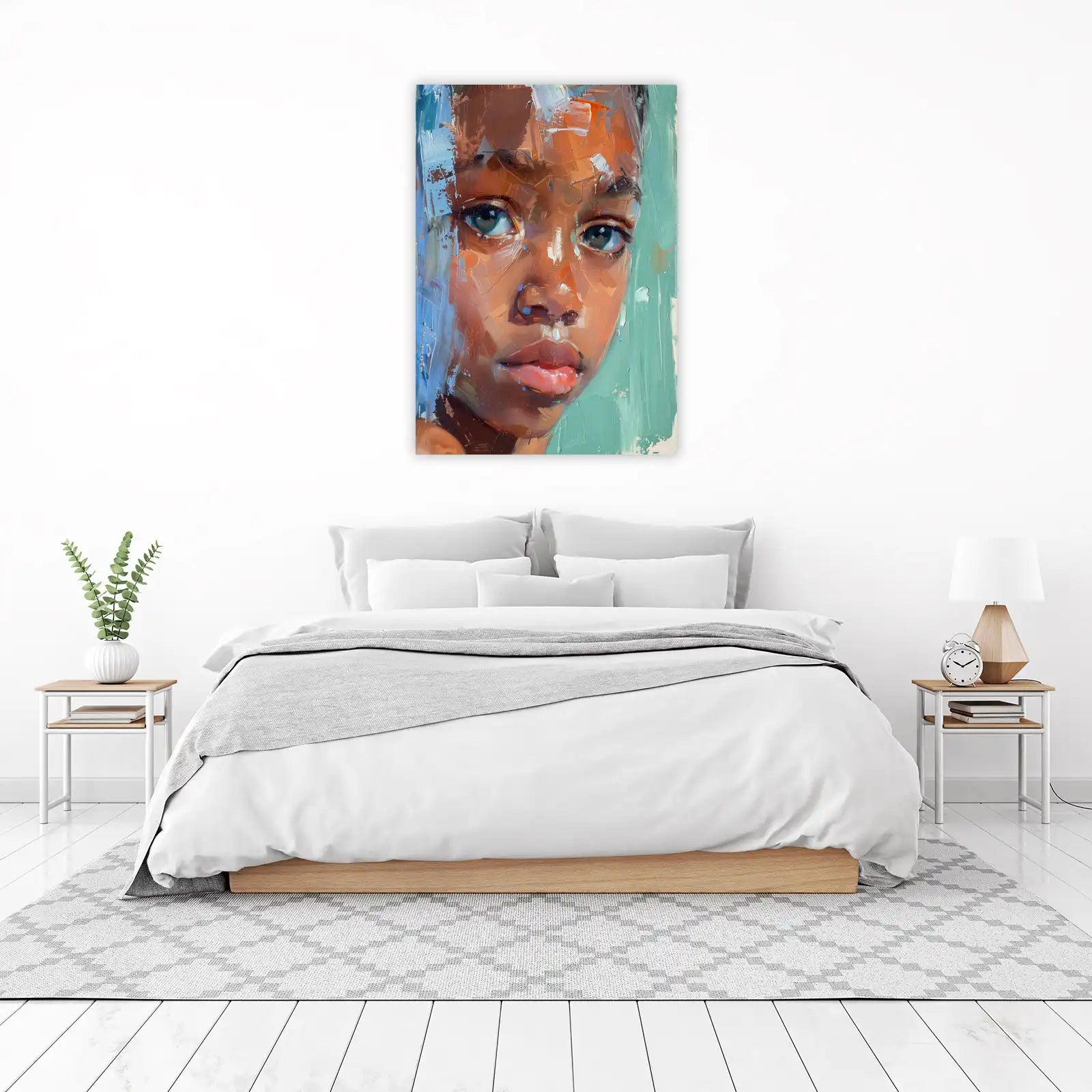Vibrant Child Portrait Oil Painting Wall Art