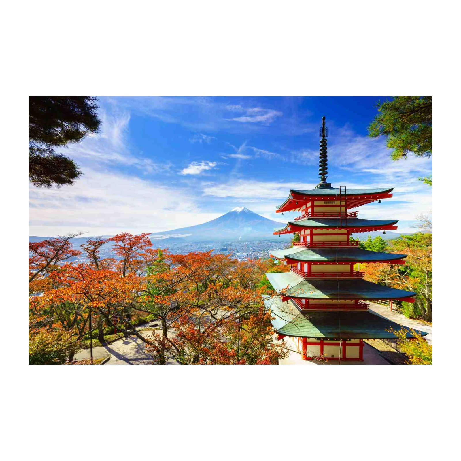 Mount Fuji Pagoda Autumn Wall Art