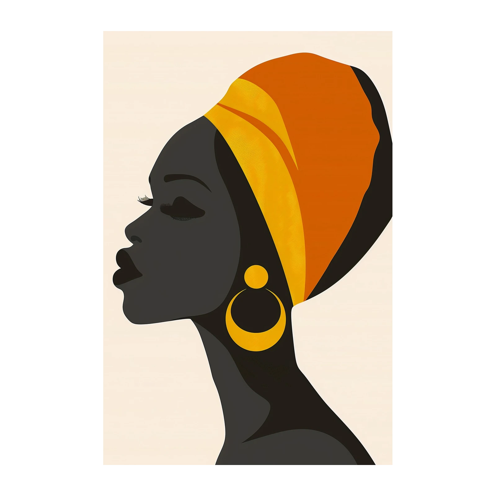 Elegant African Woman Turban Wall Art